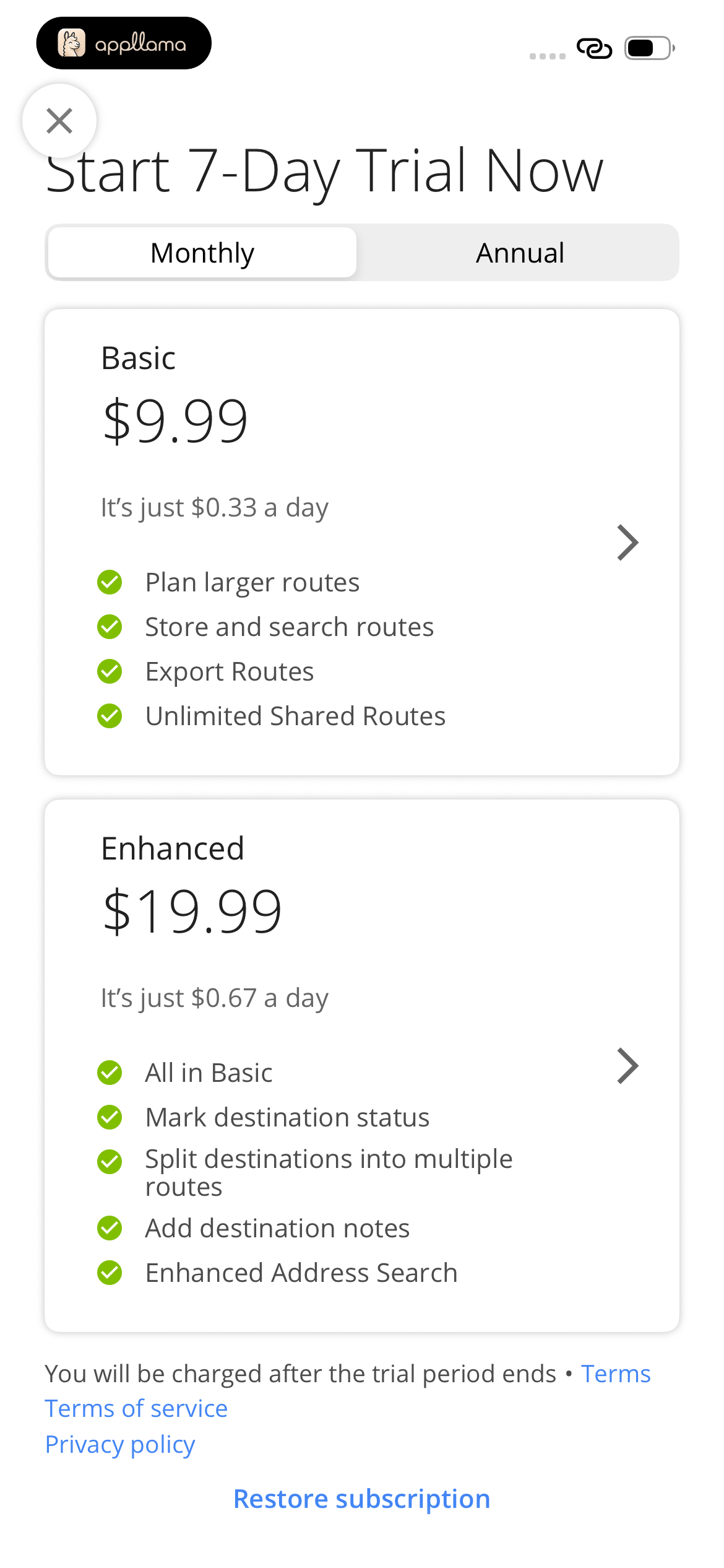 Monthly Subscription Offer