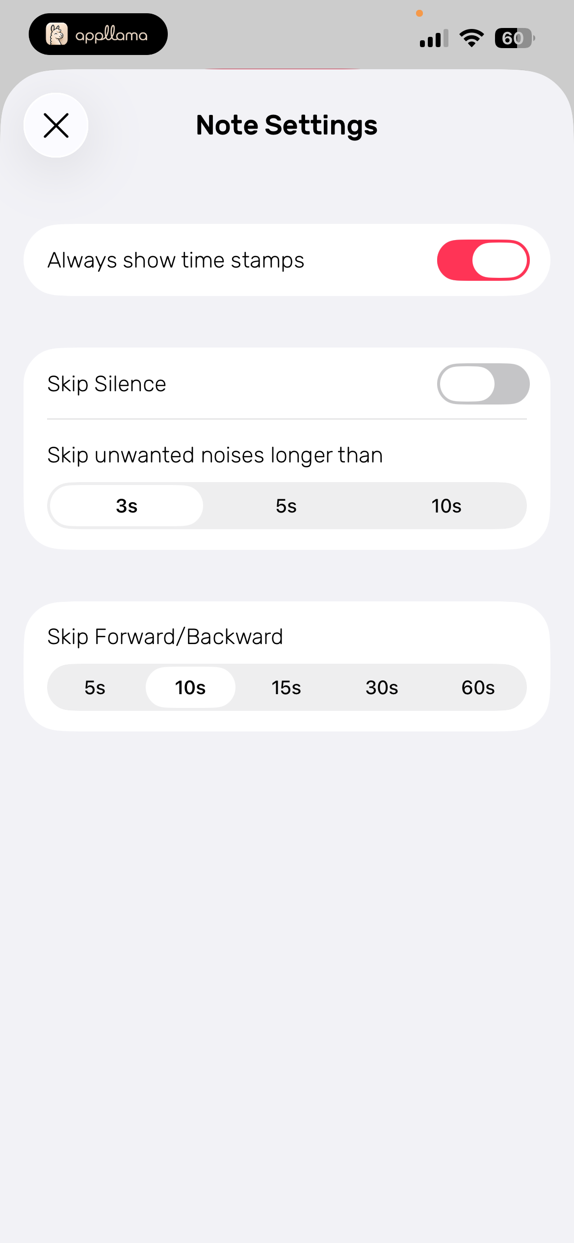 Note Settings