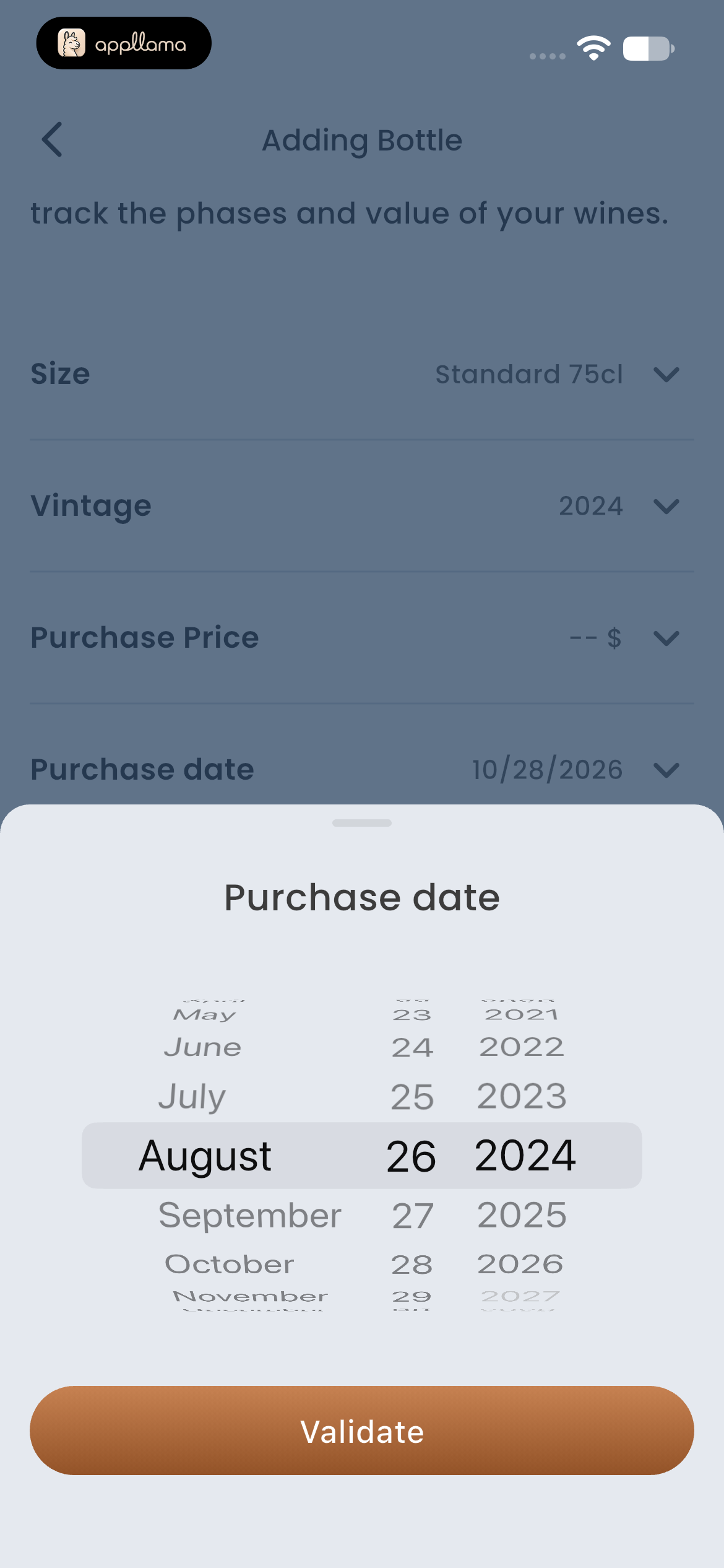 Purchase Date Picker