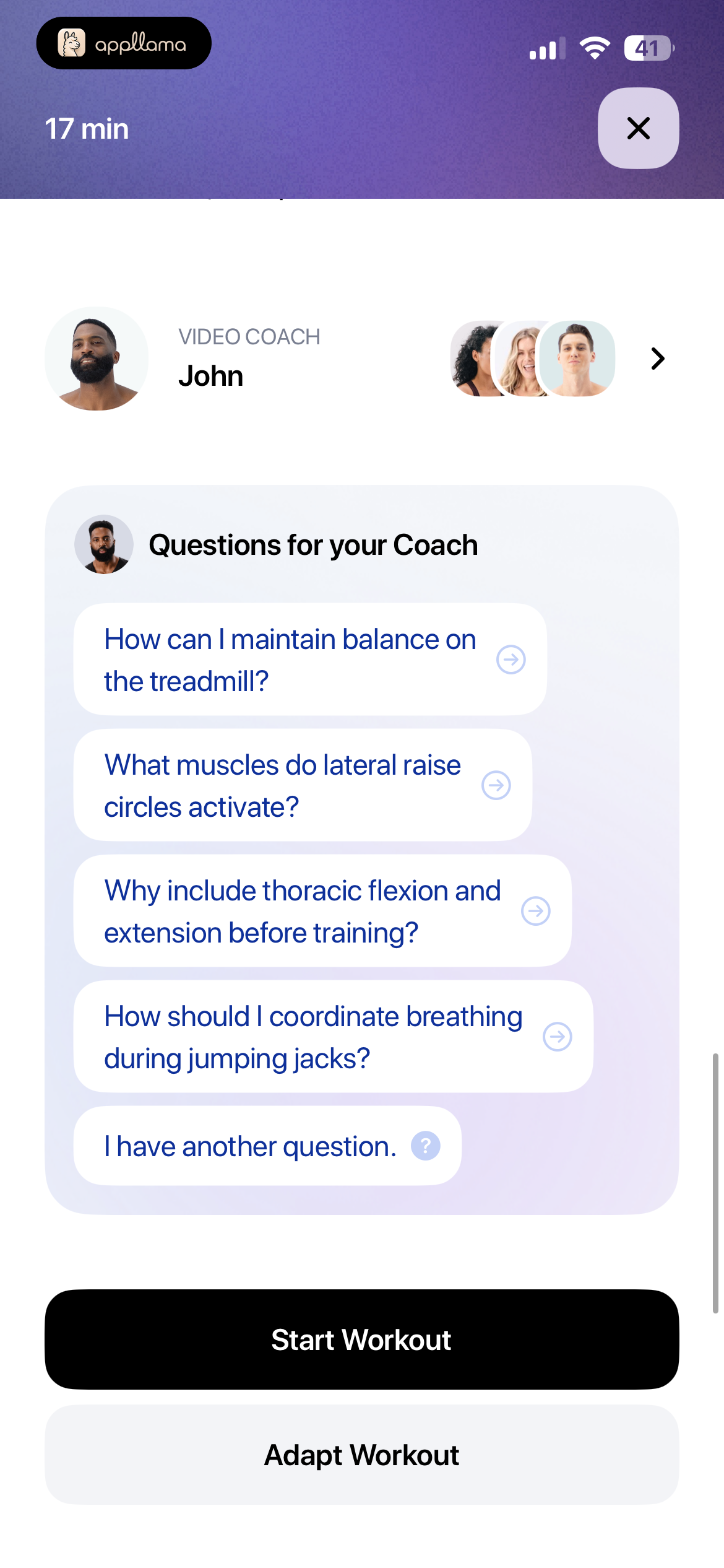 Workout Coach Questions