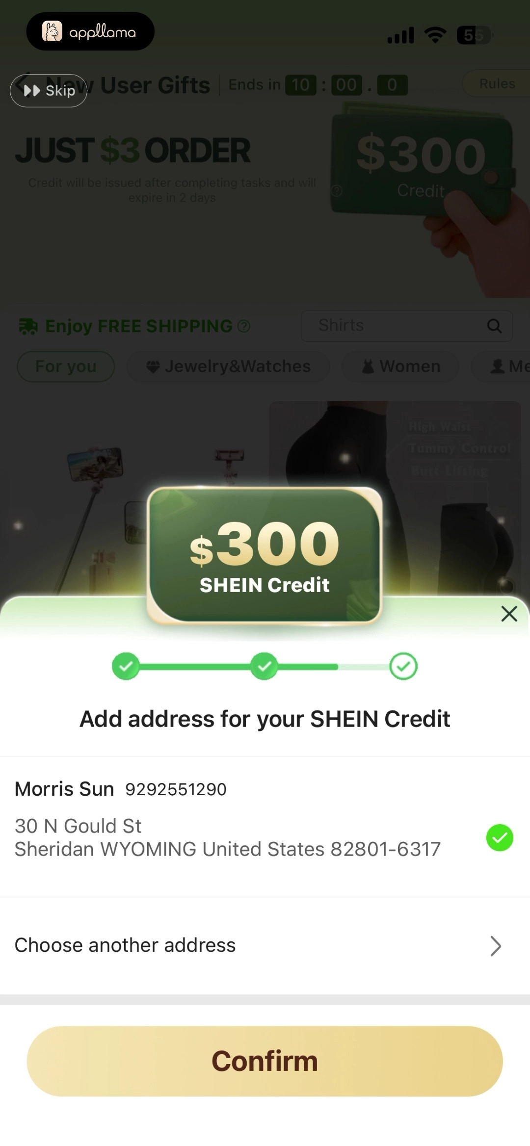 Address Confirmation