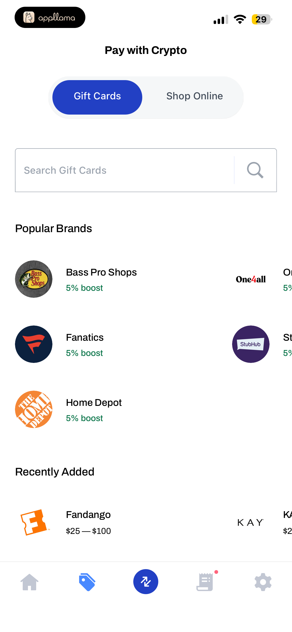 Crypto Gift Card Catalog