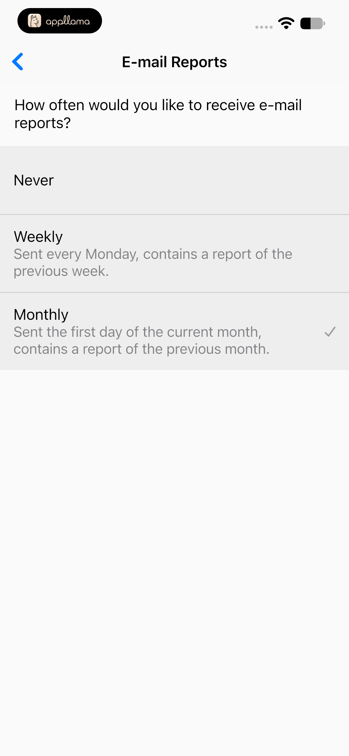Email Report Frequency