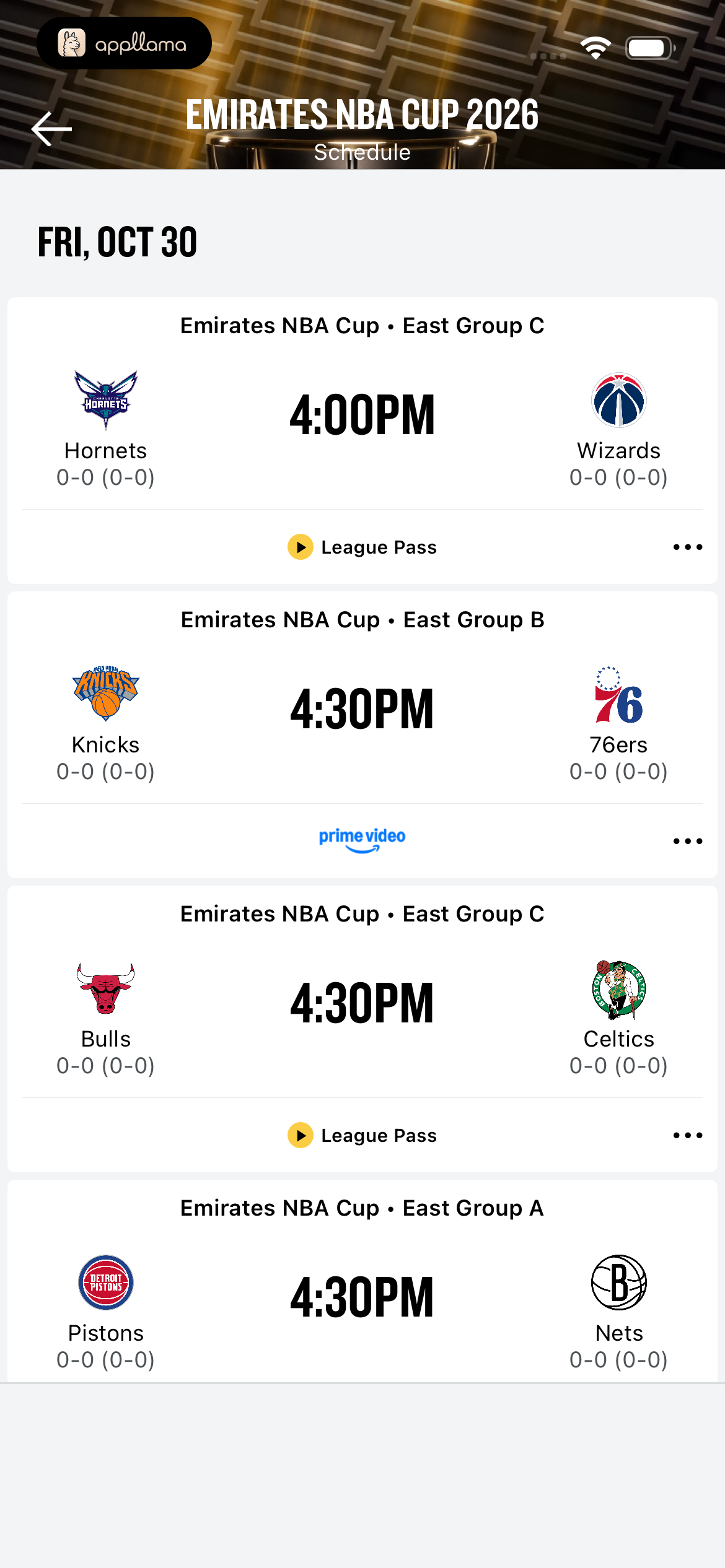 NBA Cup Schedule