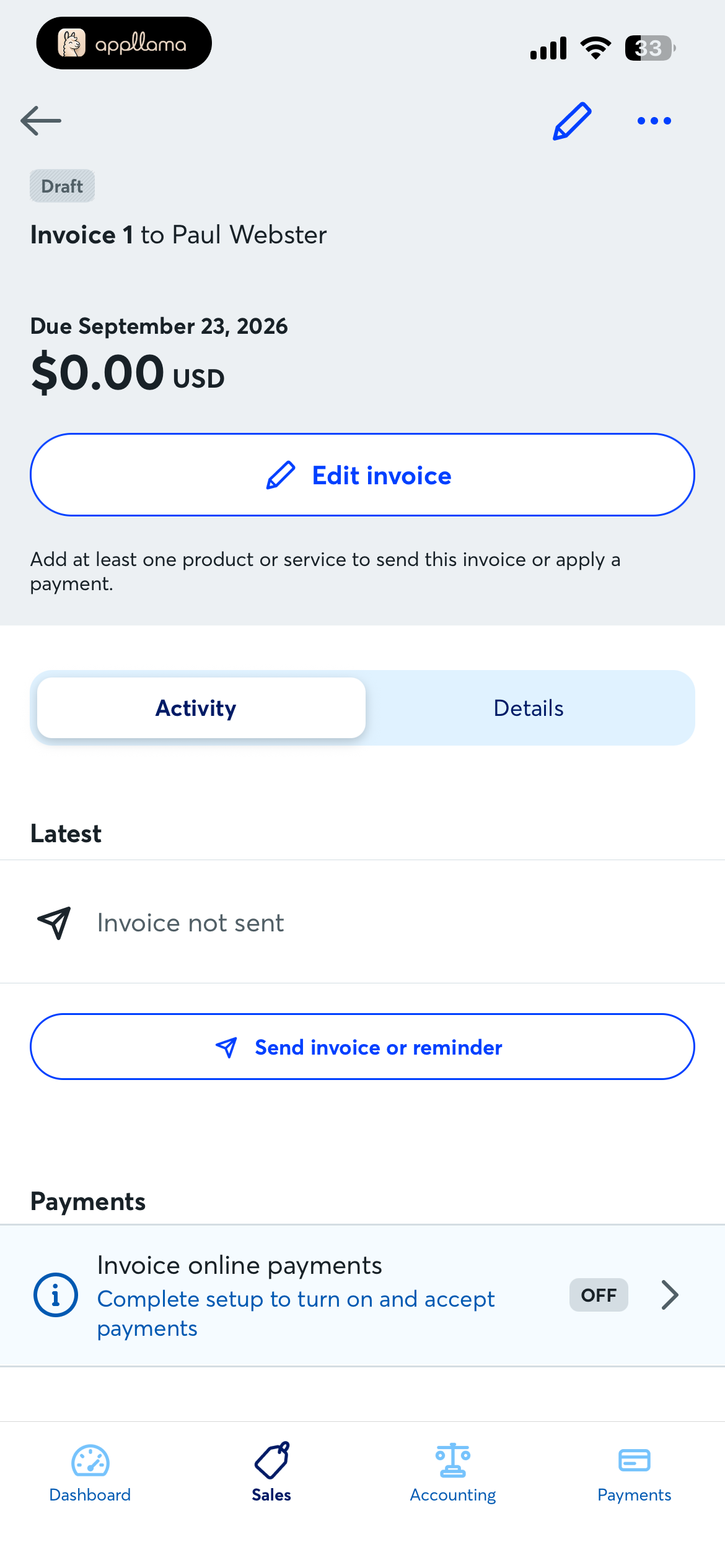 Invoice Activity