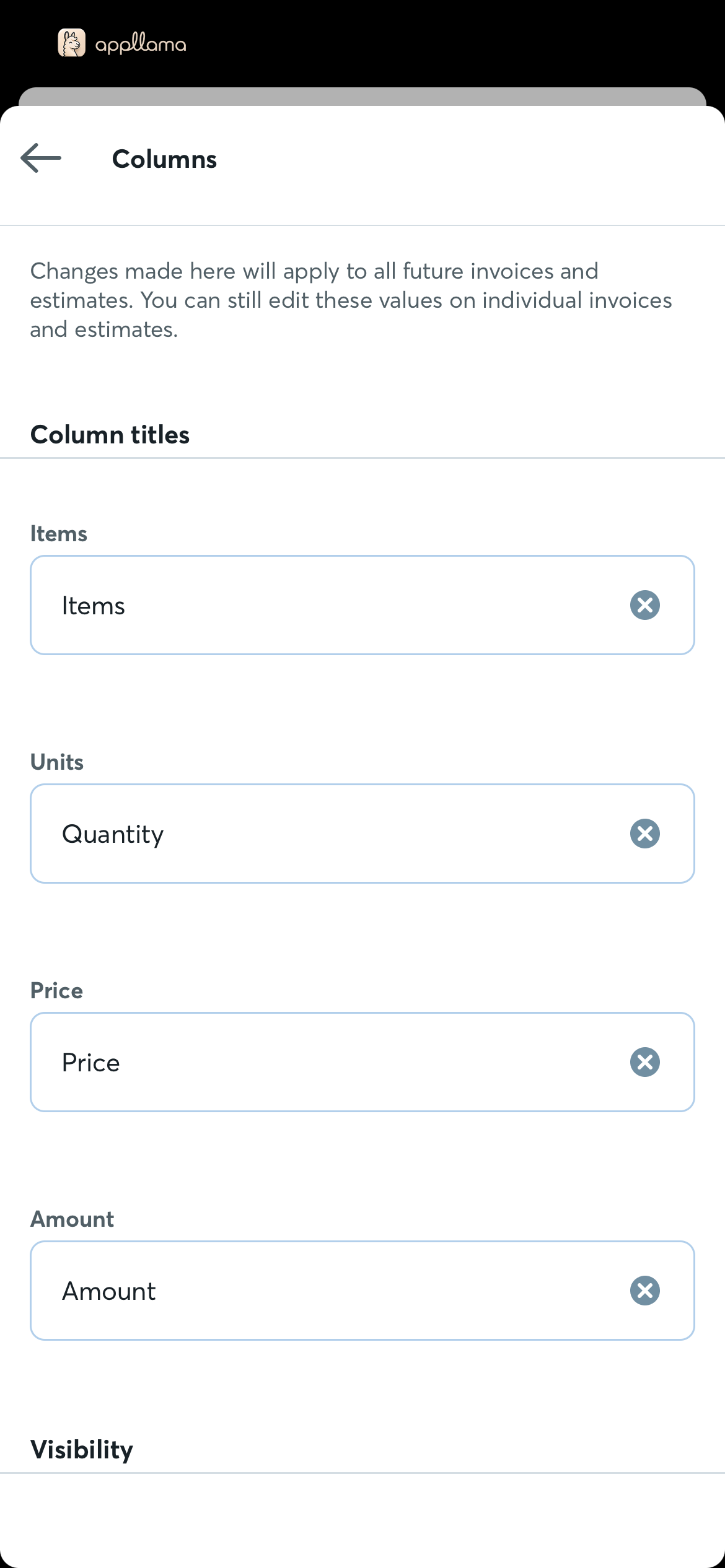 Invoice Columns