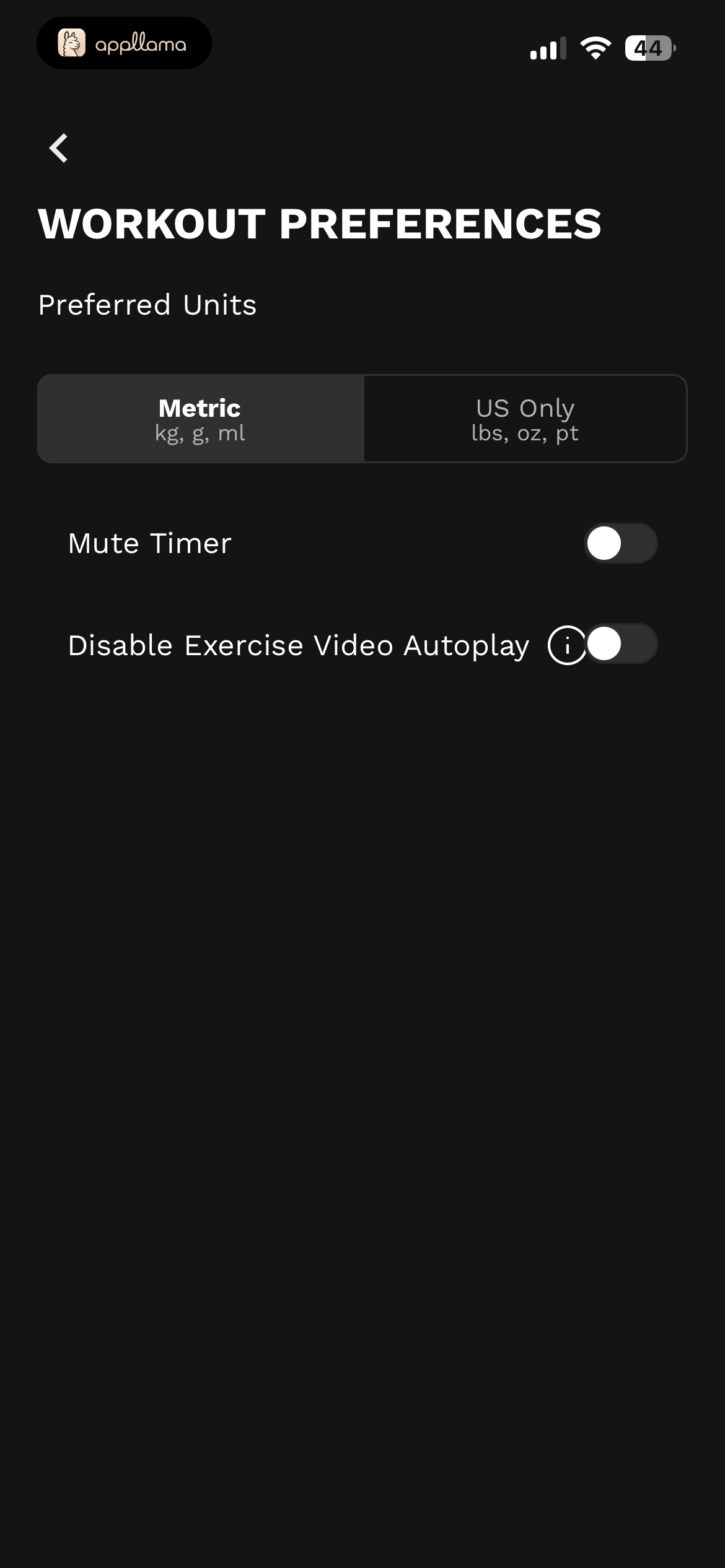 Workout Preferences