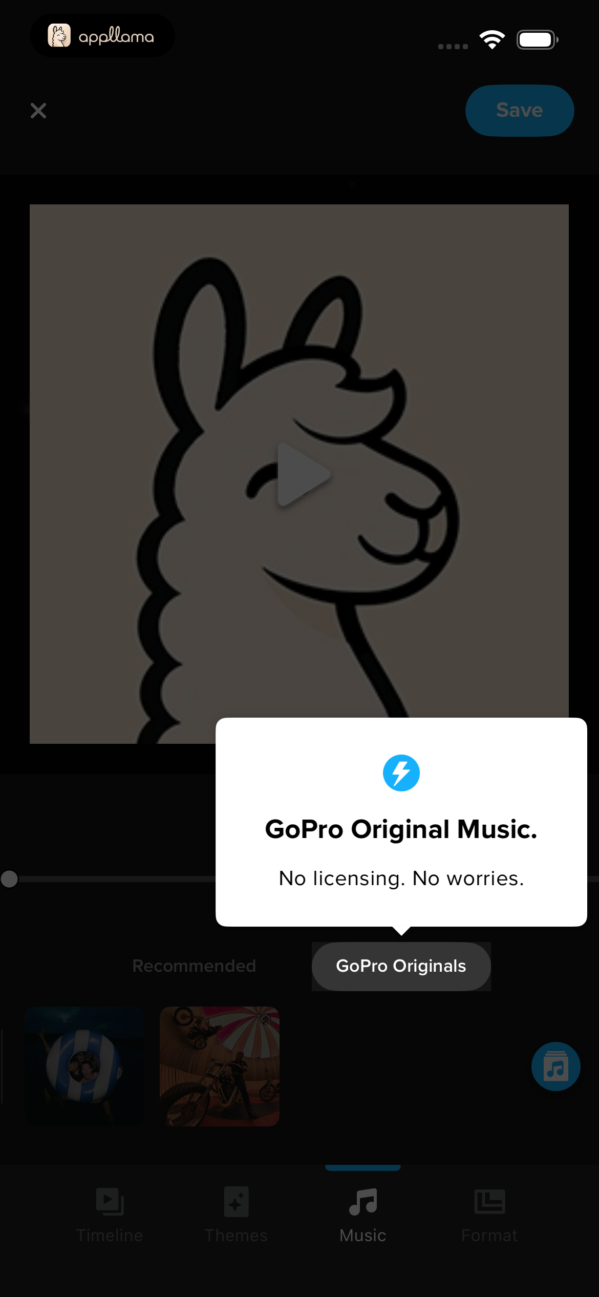 GoPro Music Tooltip