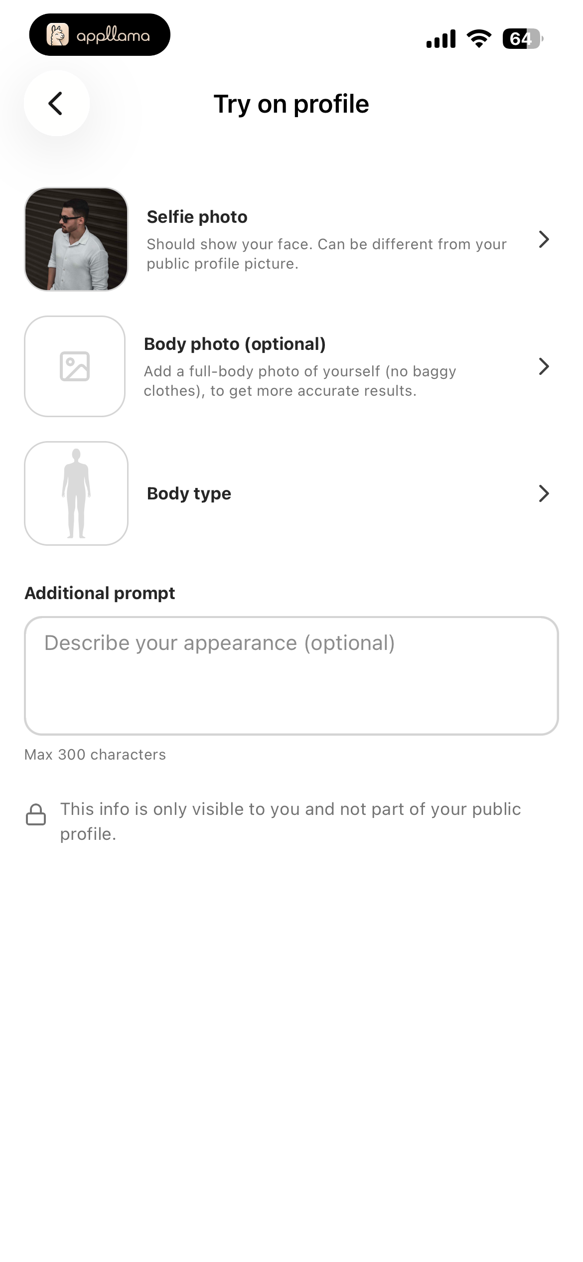 Try-On Profile Setup