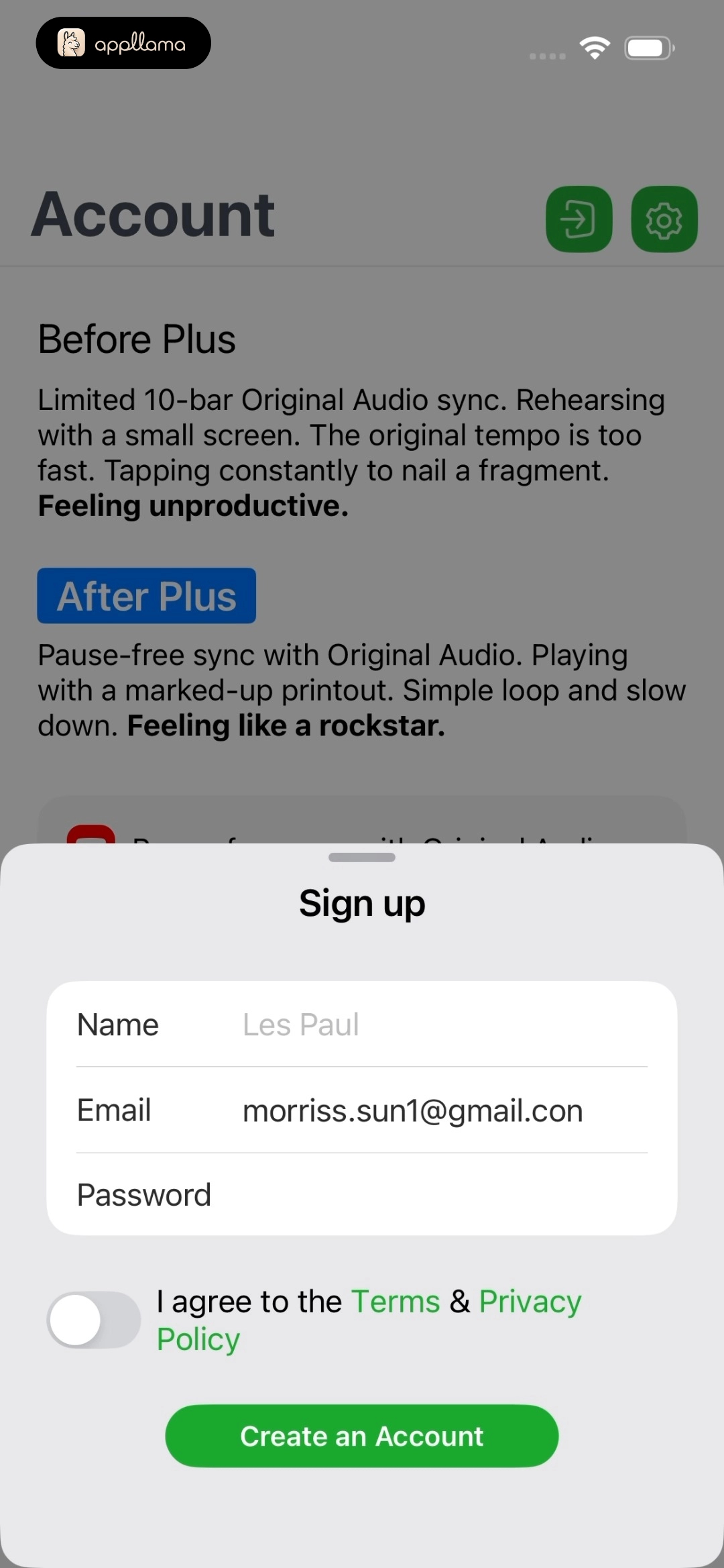 Sign Up Bottom Sheet