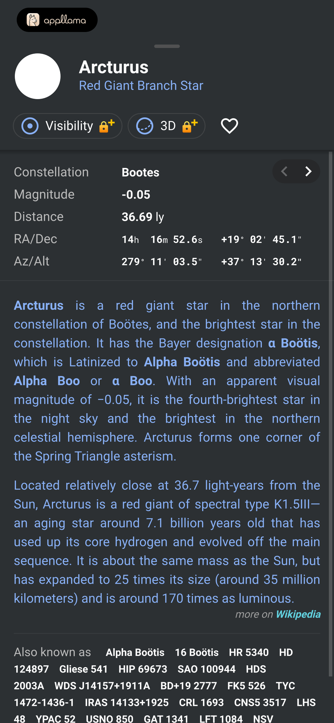 Arcturus Details