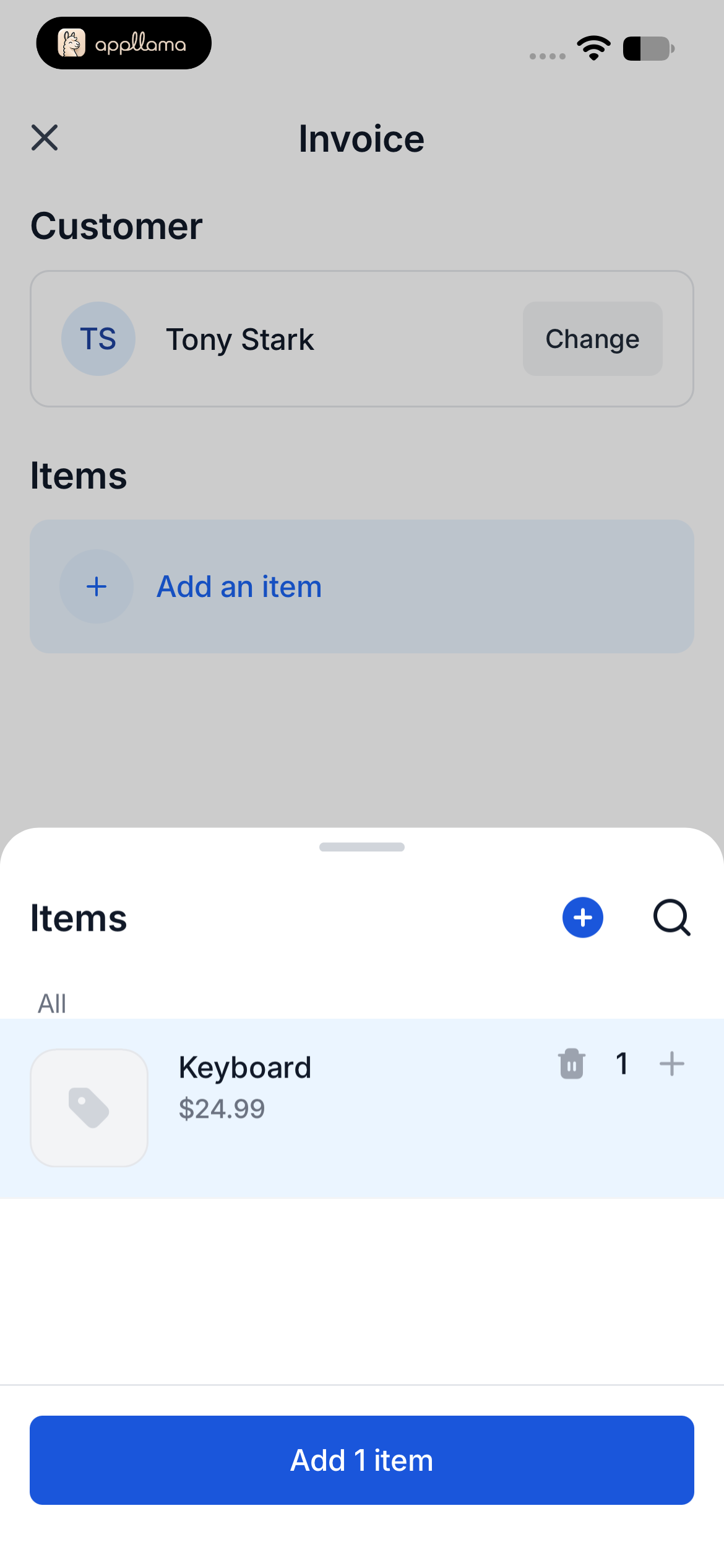 Invoice Item Picker