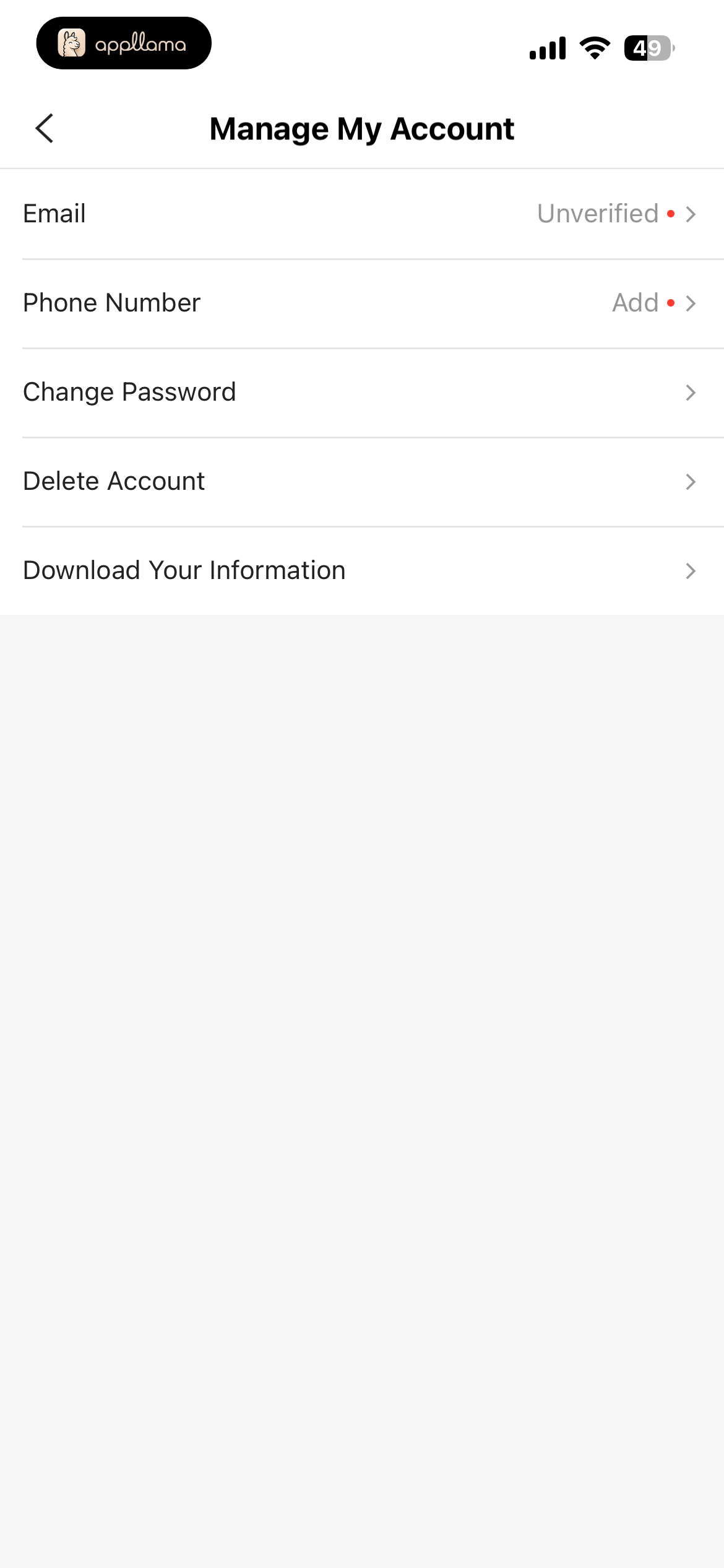 Manage Account