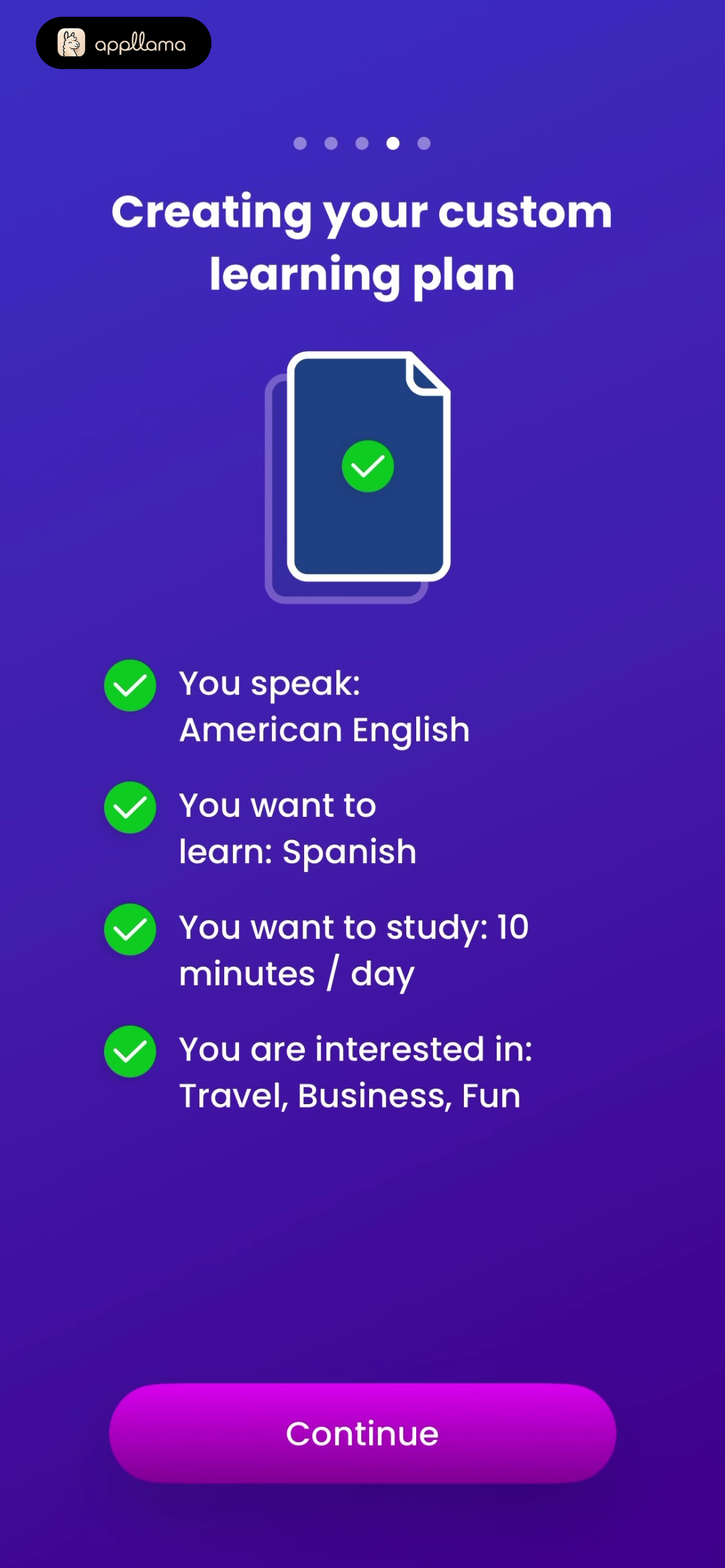 Learning Plan Summary