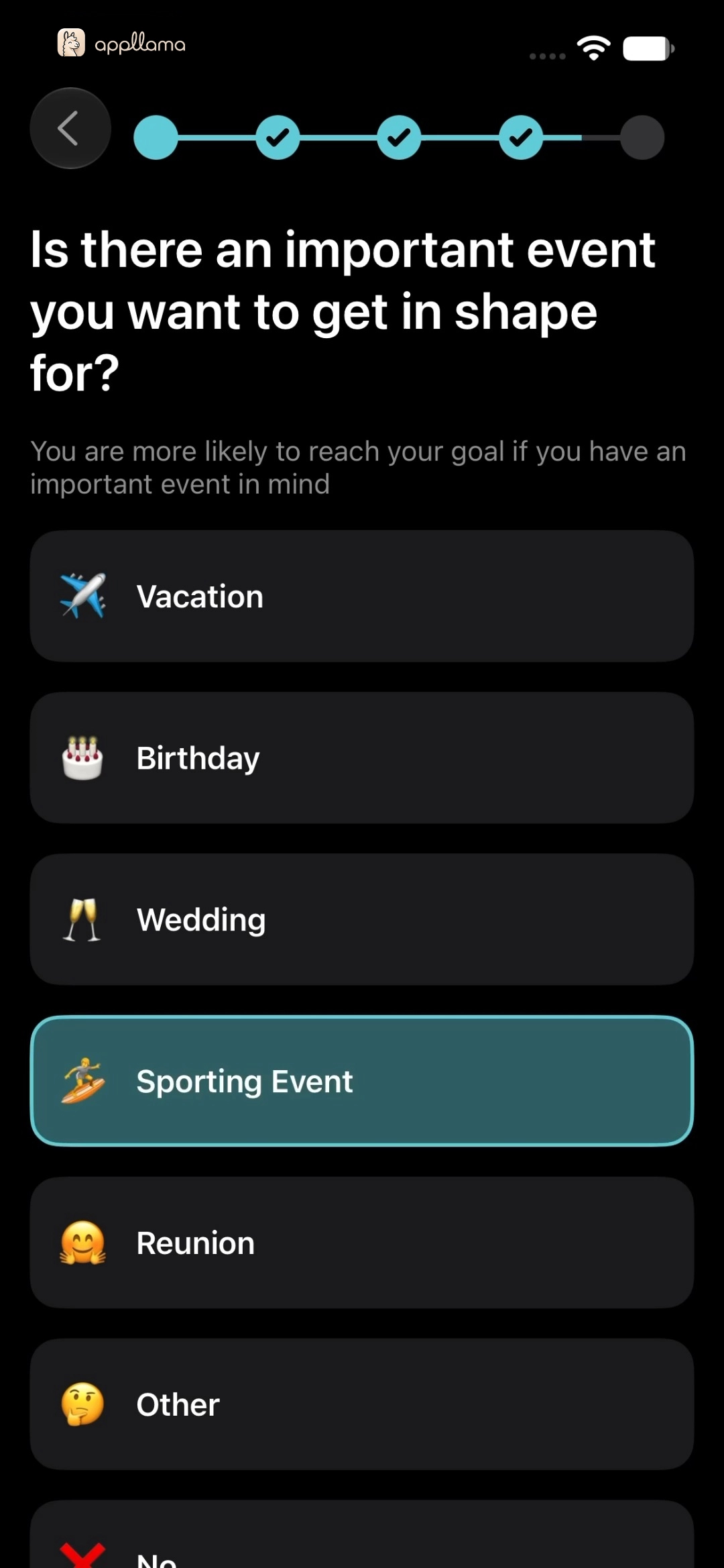 Fitness Event Goal