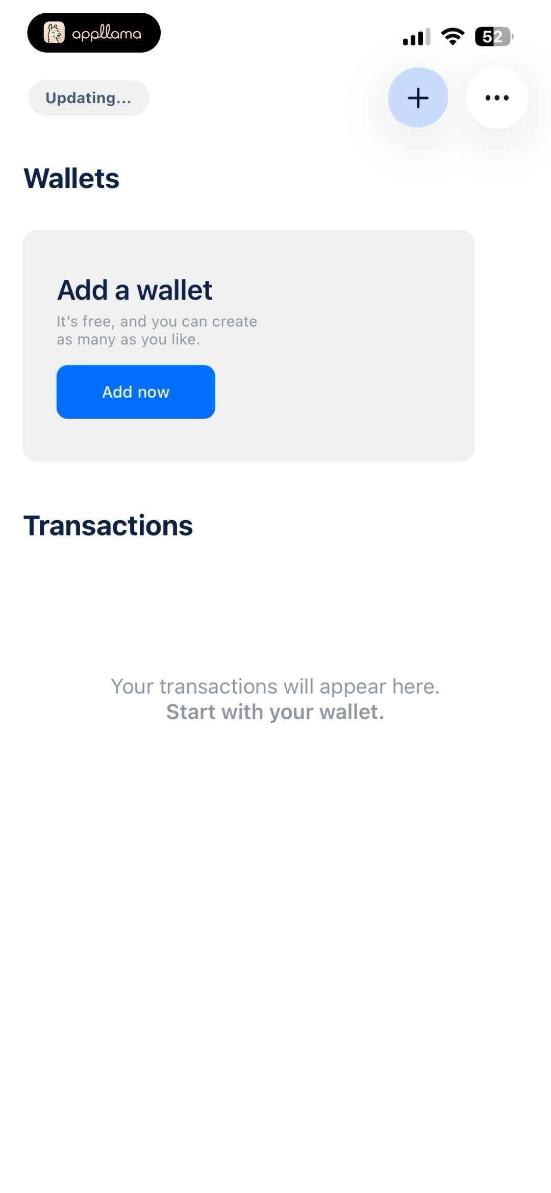 BlueWallet - Bitcoin wallet home screen