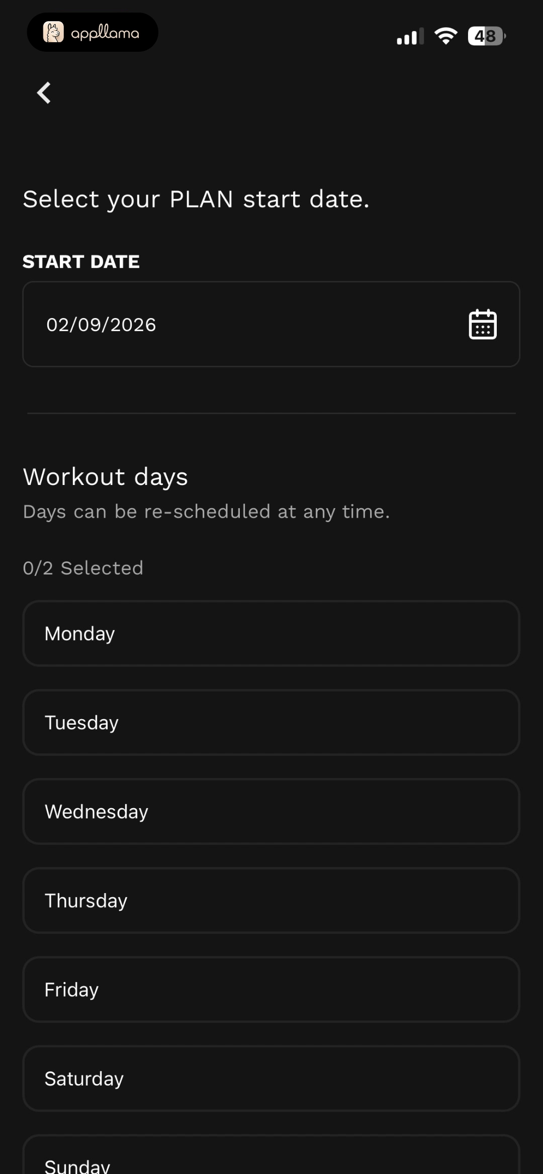 Start Date Setup