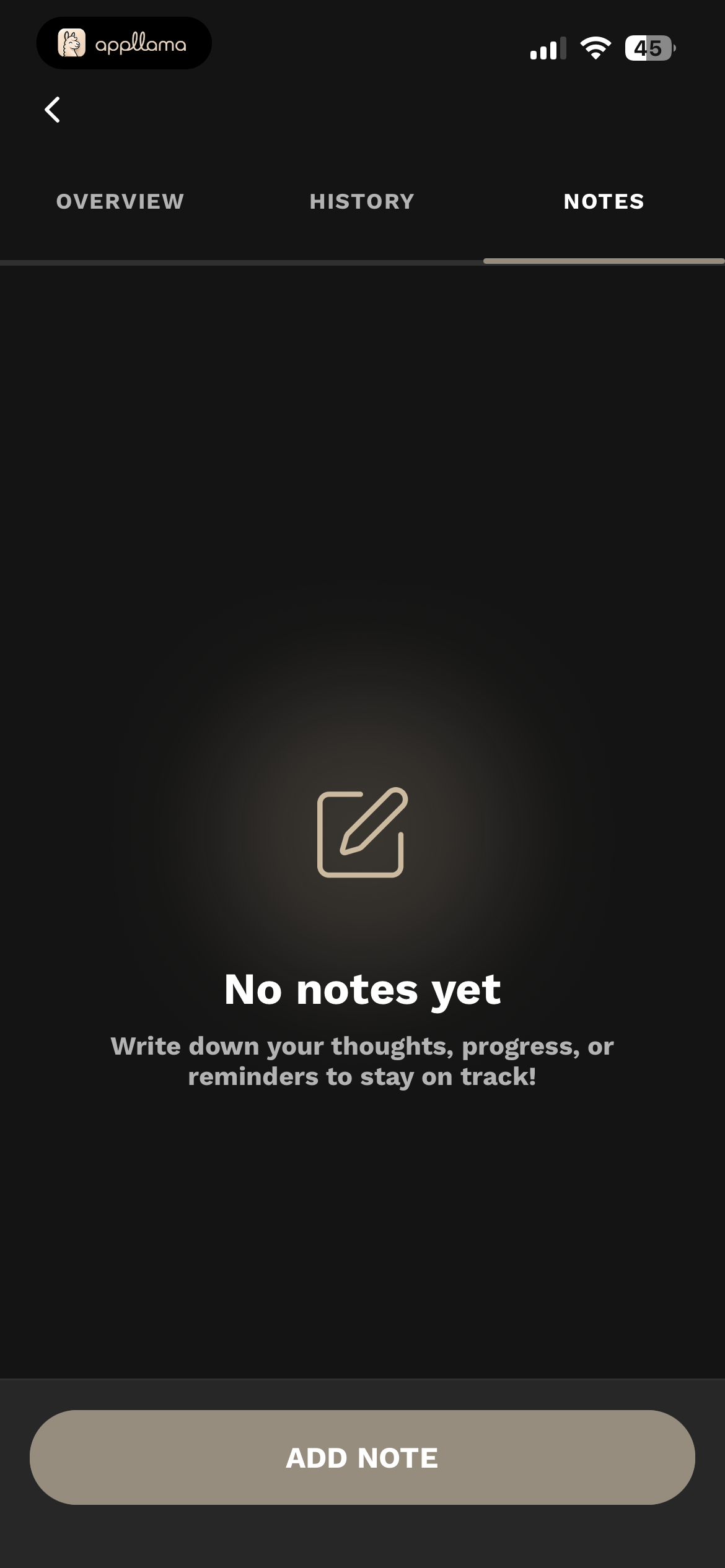 Workout Notes Empty