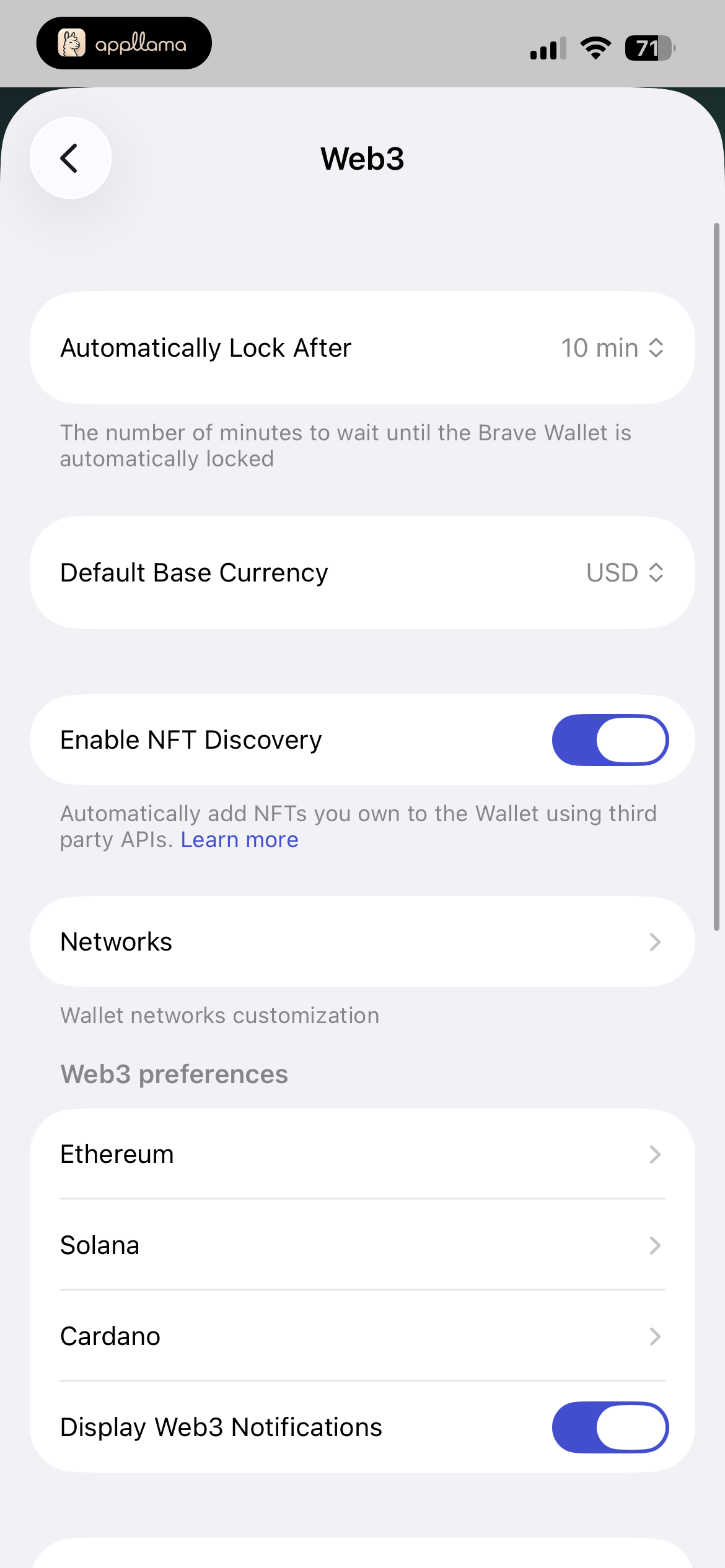 Web3 Settings