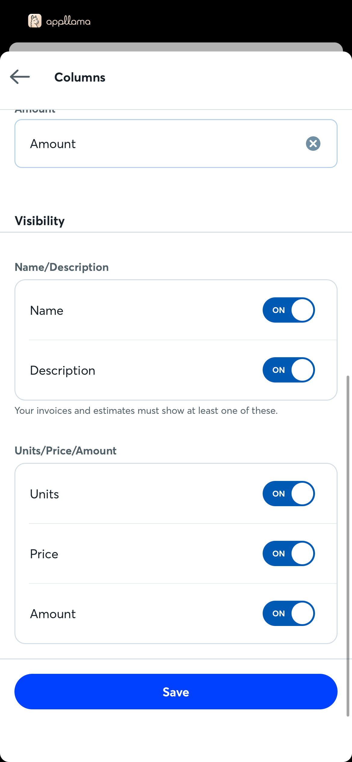 Column Visibility
