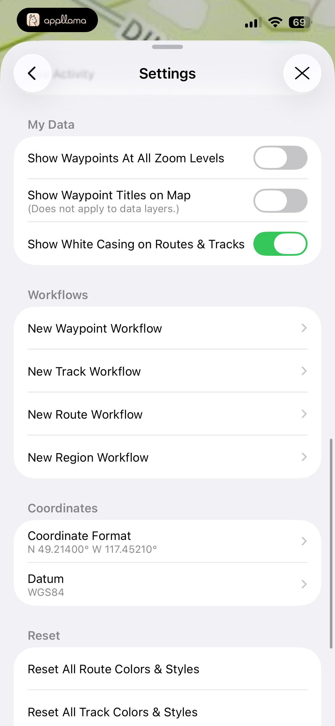 Settings - Data
