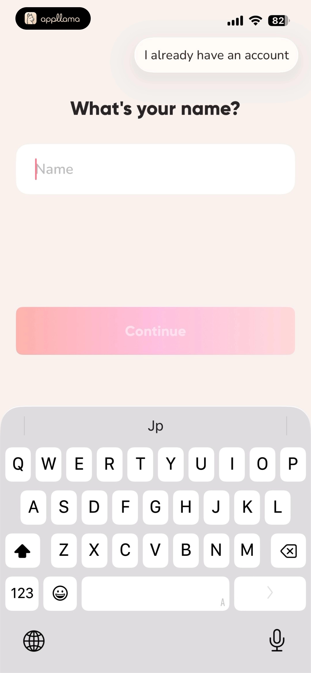 Onboarding Name Entry