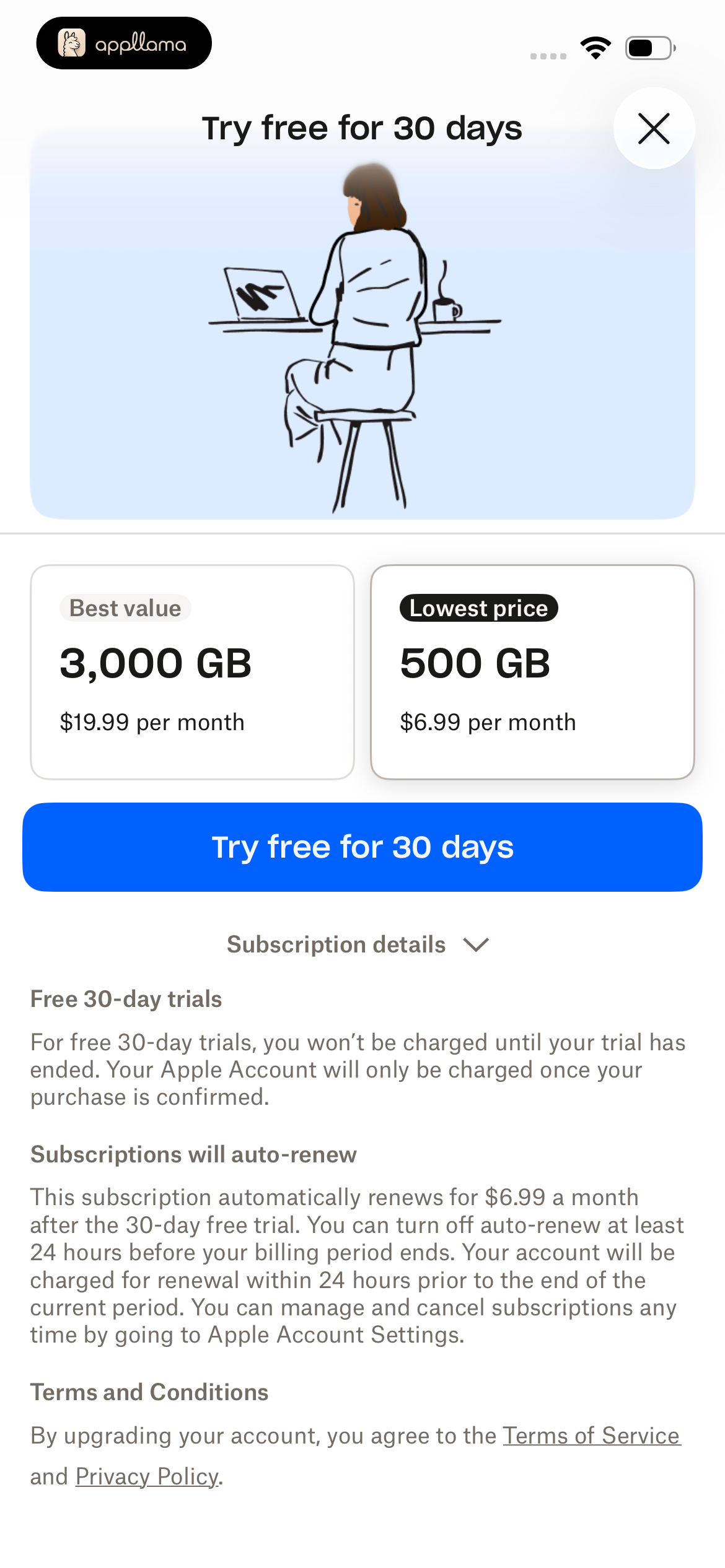 500 GB Trial Offer