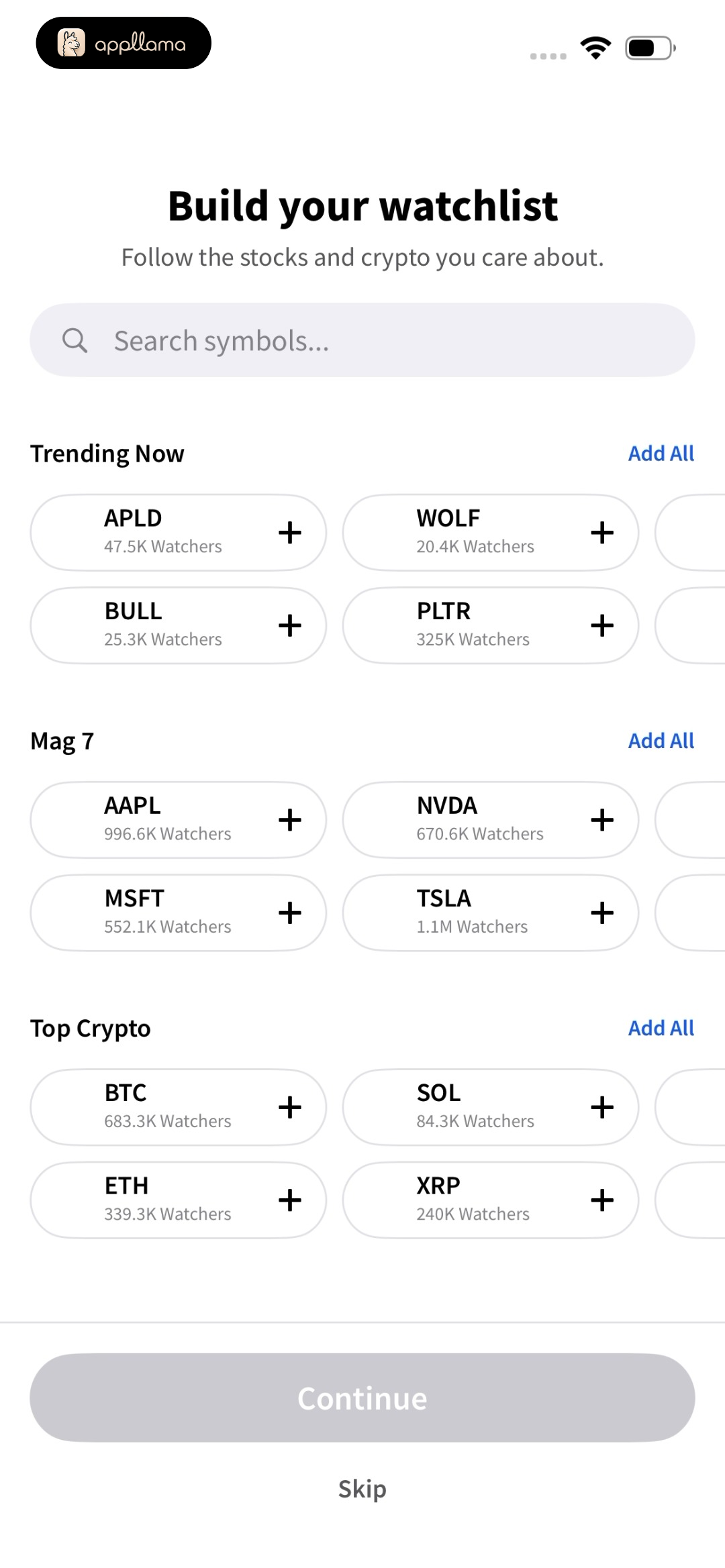 Watchlist Selection
