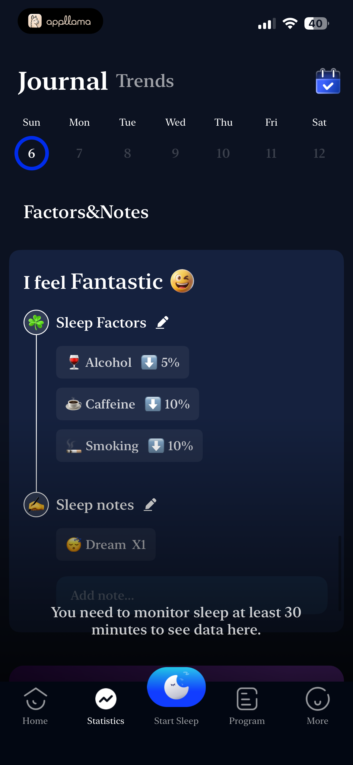 Sleep Factors & Notes
