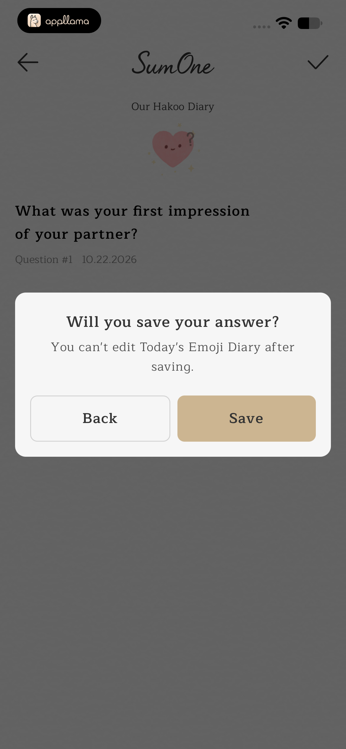 Save Answer Confirmation