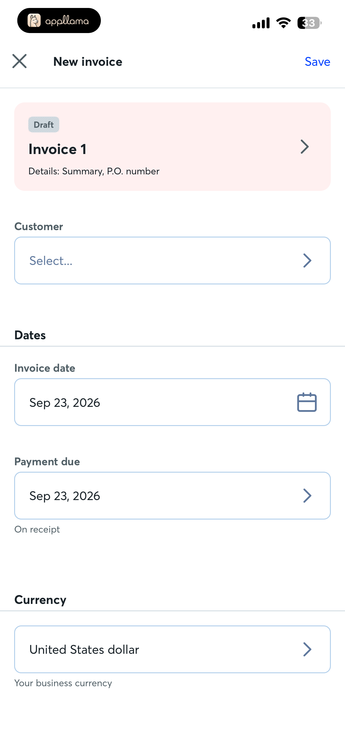 New Invoice Details