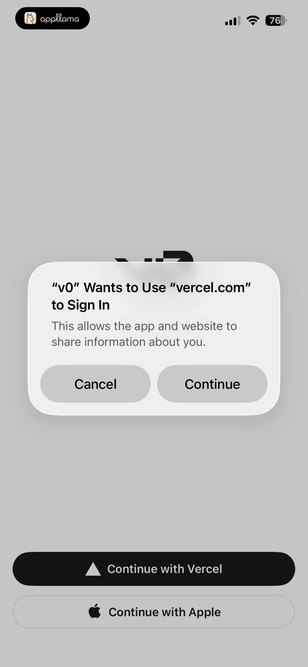 Vercel Sign-In Confirmation