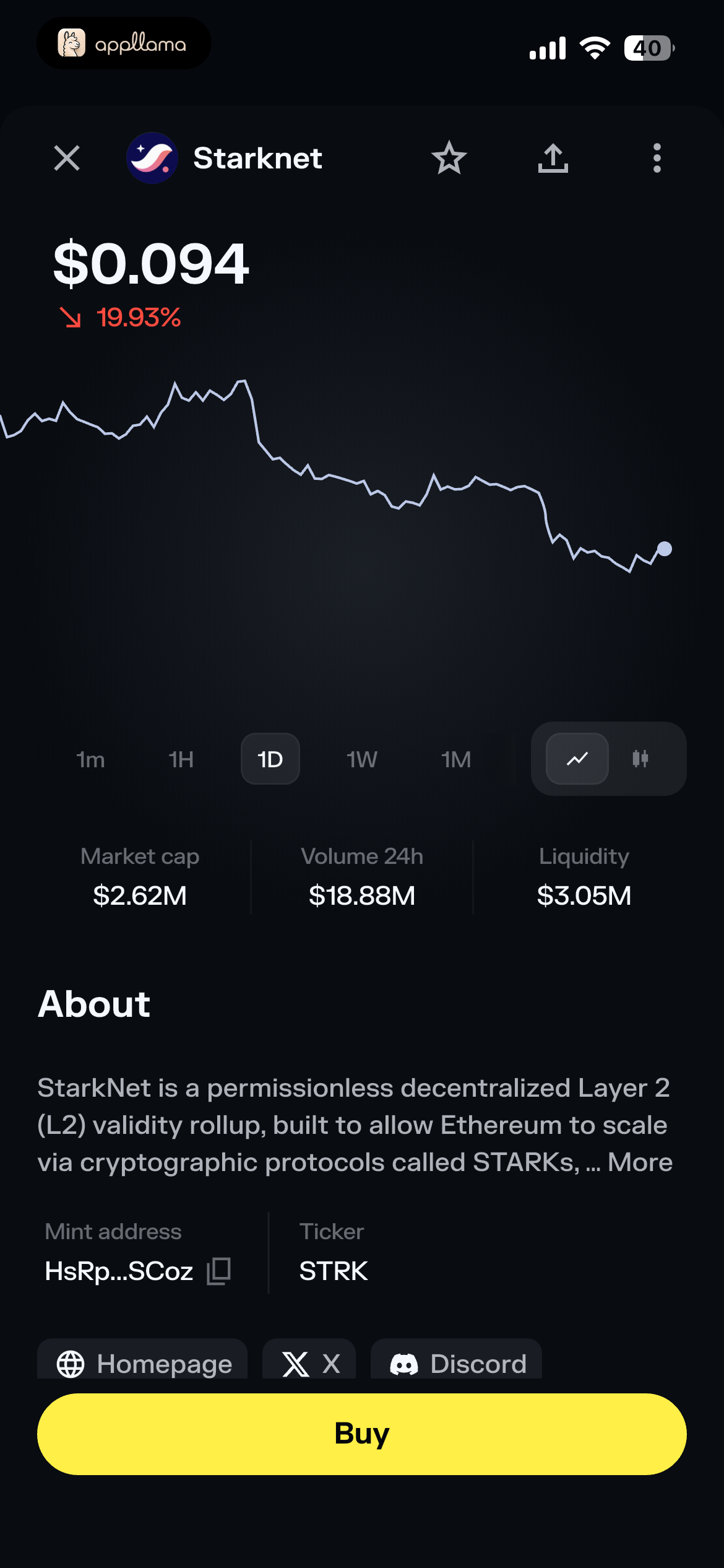 Starknet Token Details