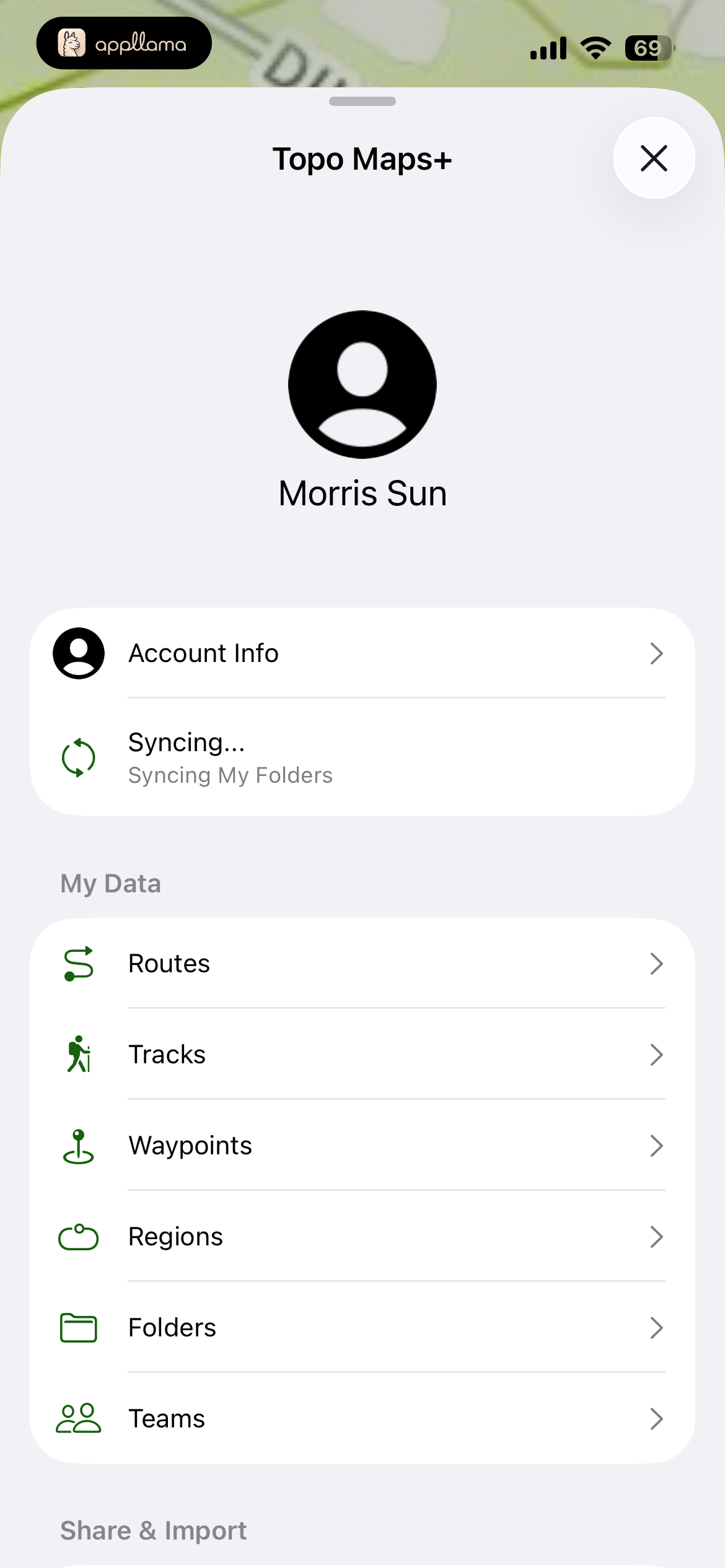 Topo Maps+ Menu
