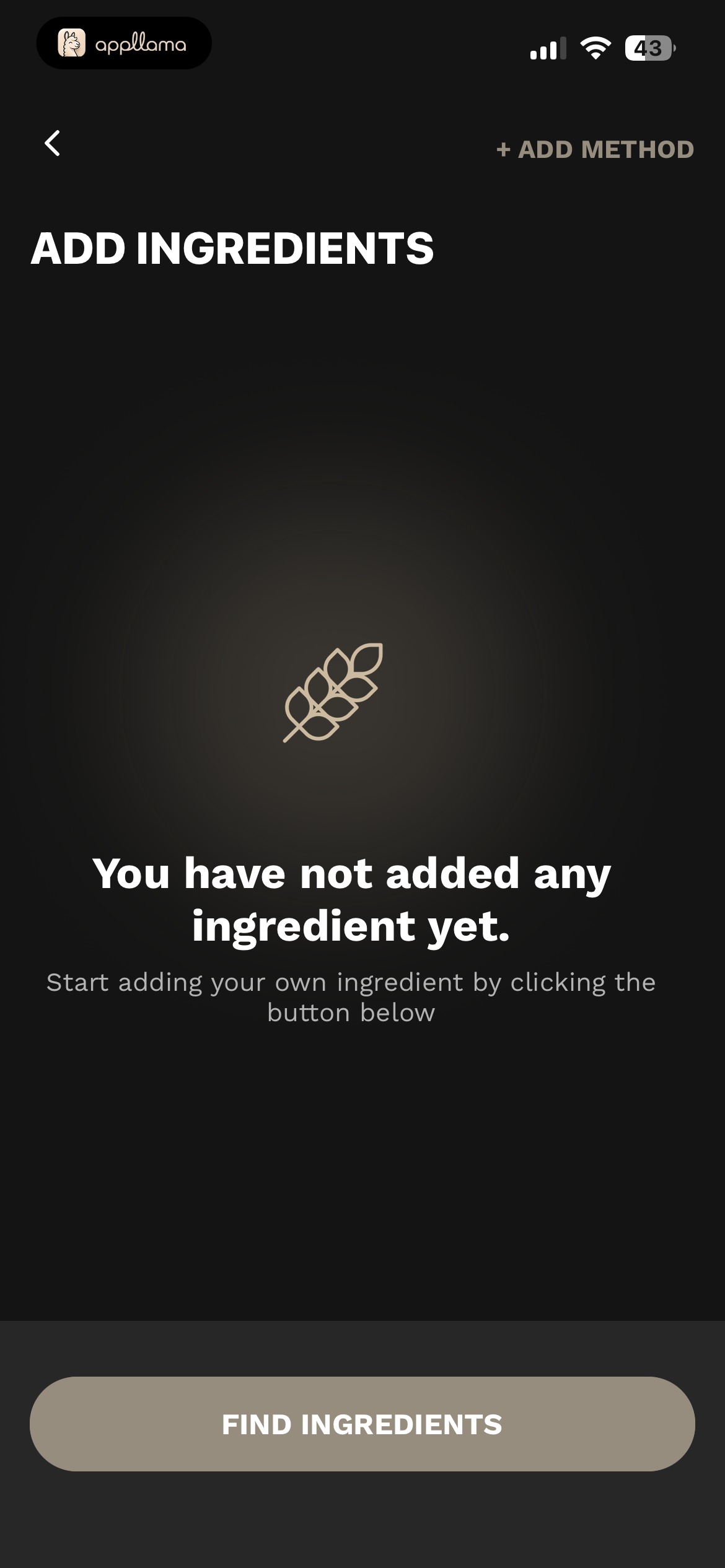 Add Ingredients Empty