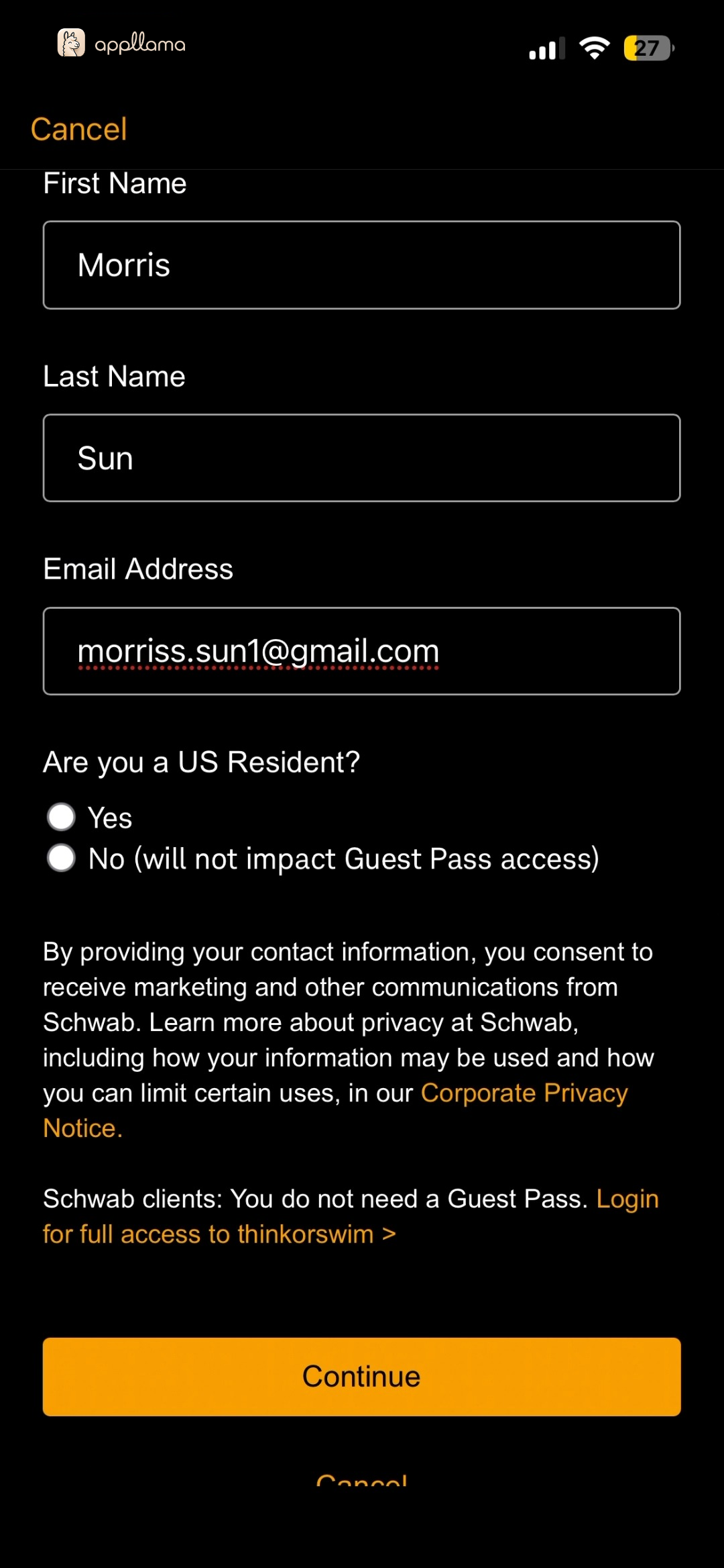 Personal Info Completed