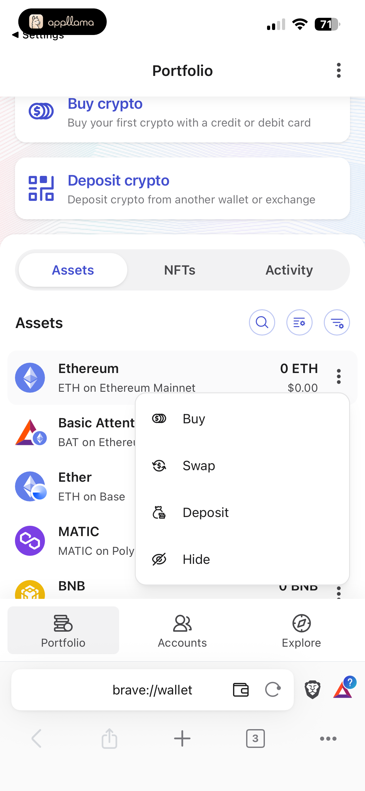 Asset Actions Menu