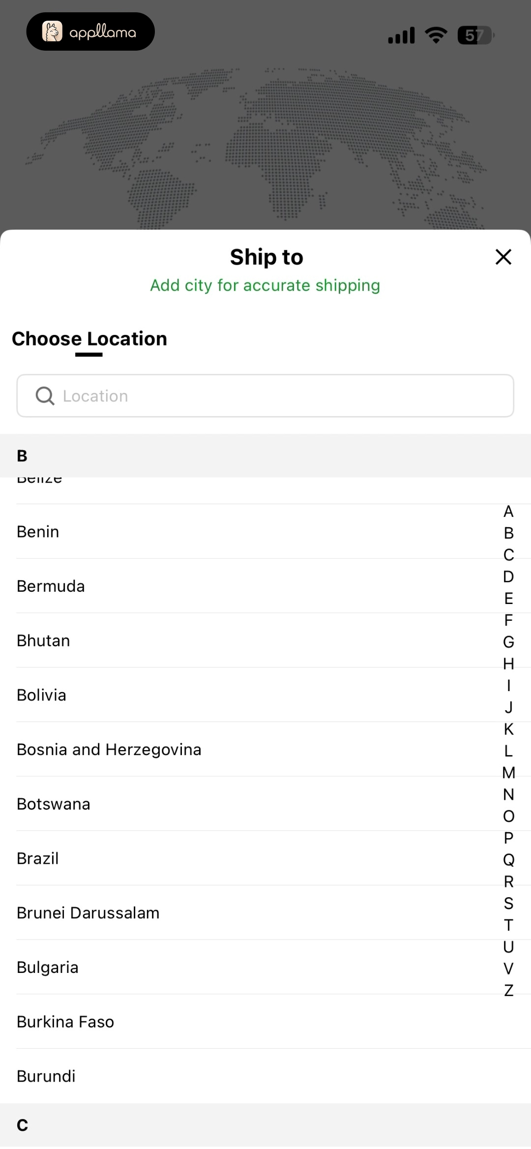 Country Selection