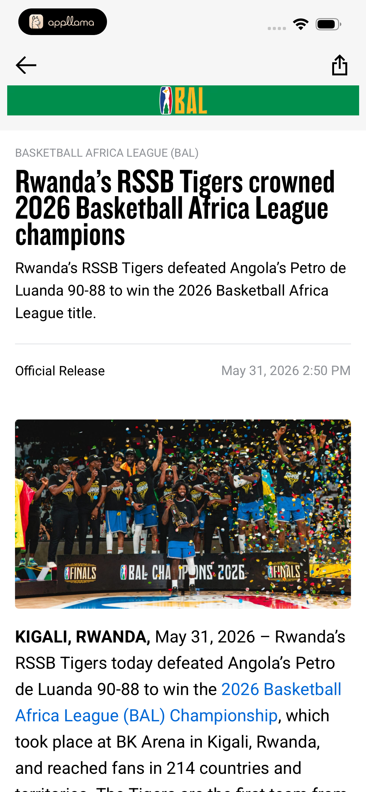 BAL Championship Article