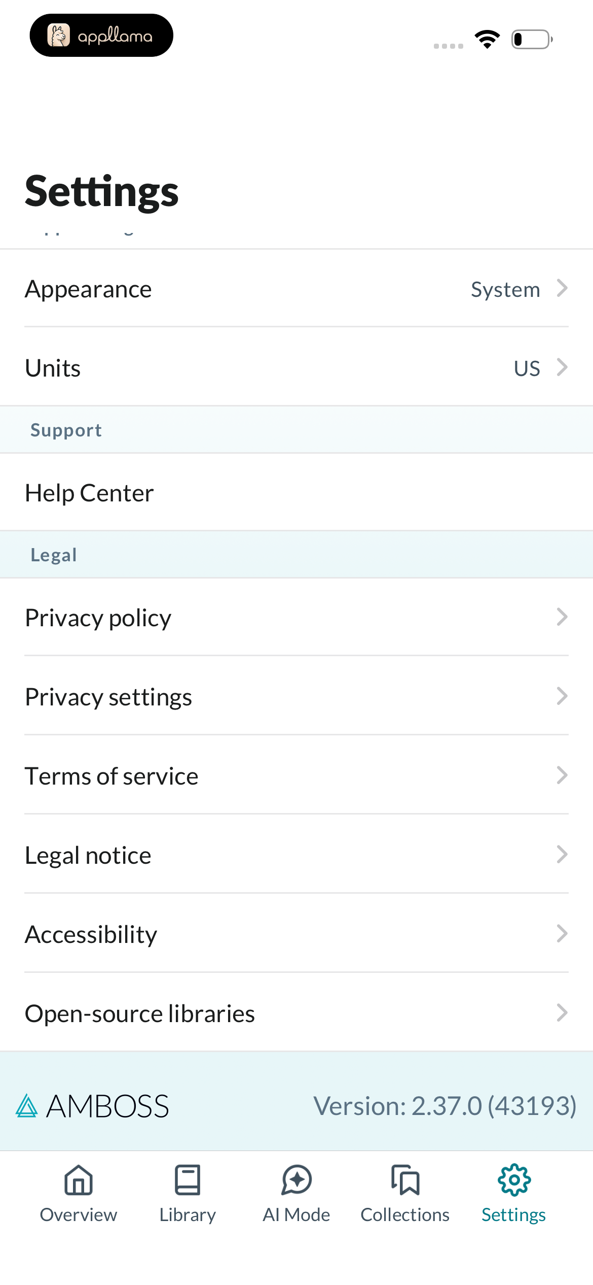 General and Legal Settings