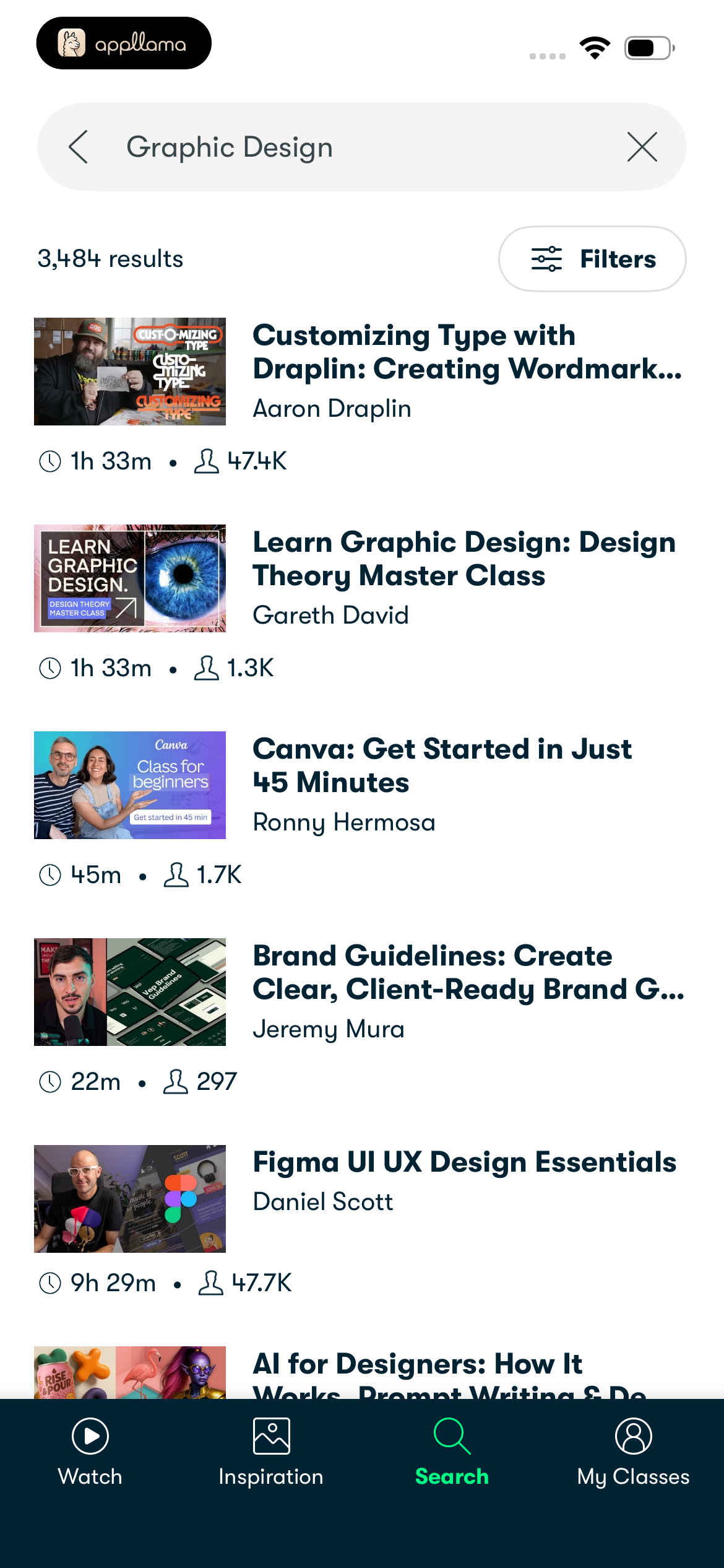 Class Search Results
