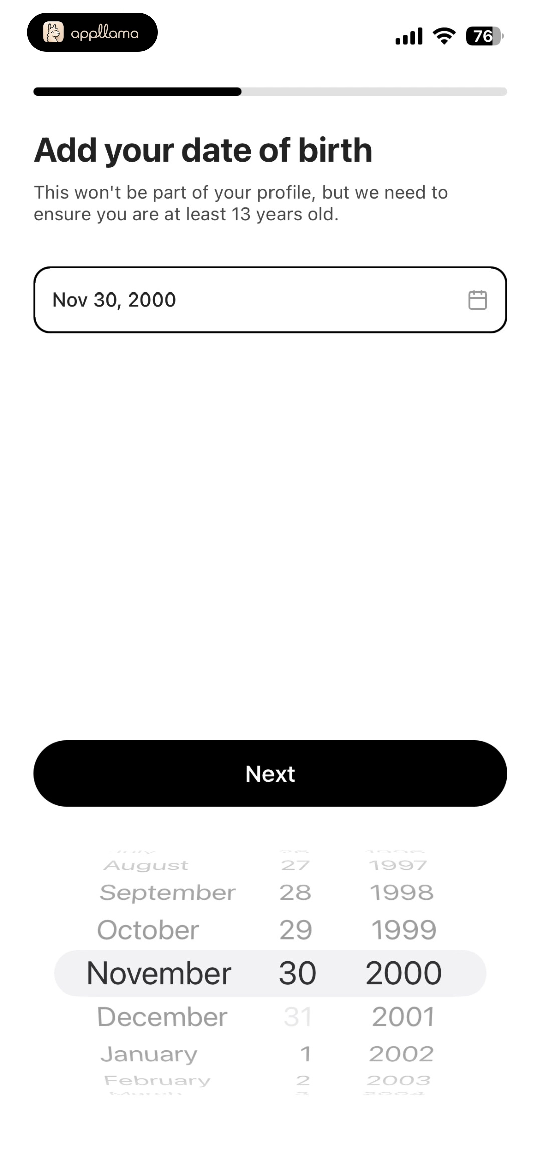 Birth Date Entry