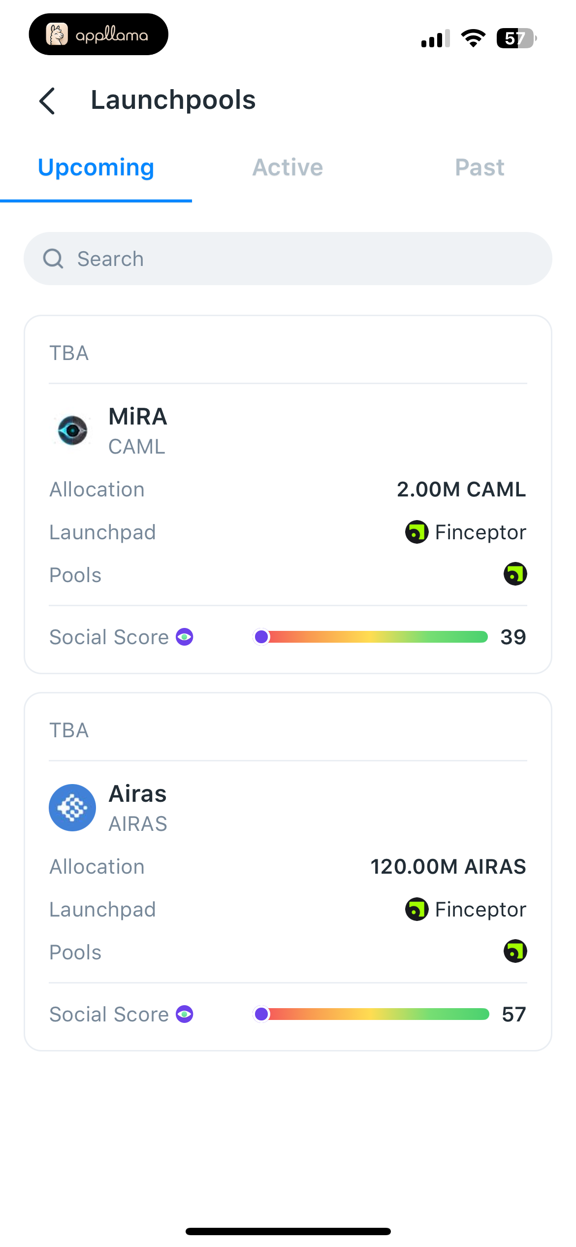 Upcoming Launchpools