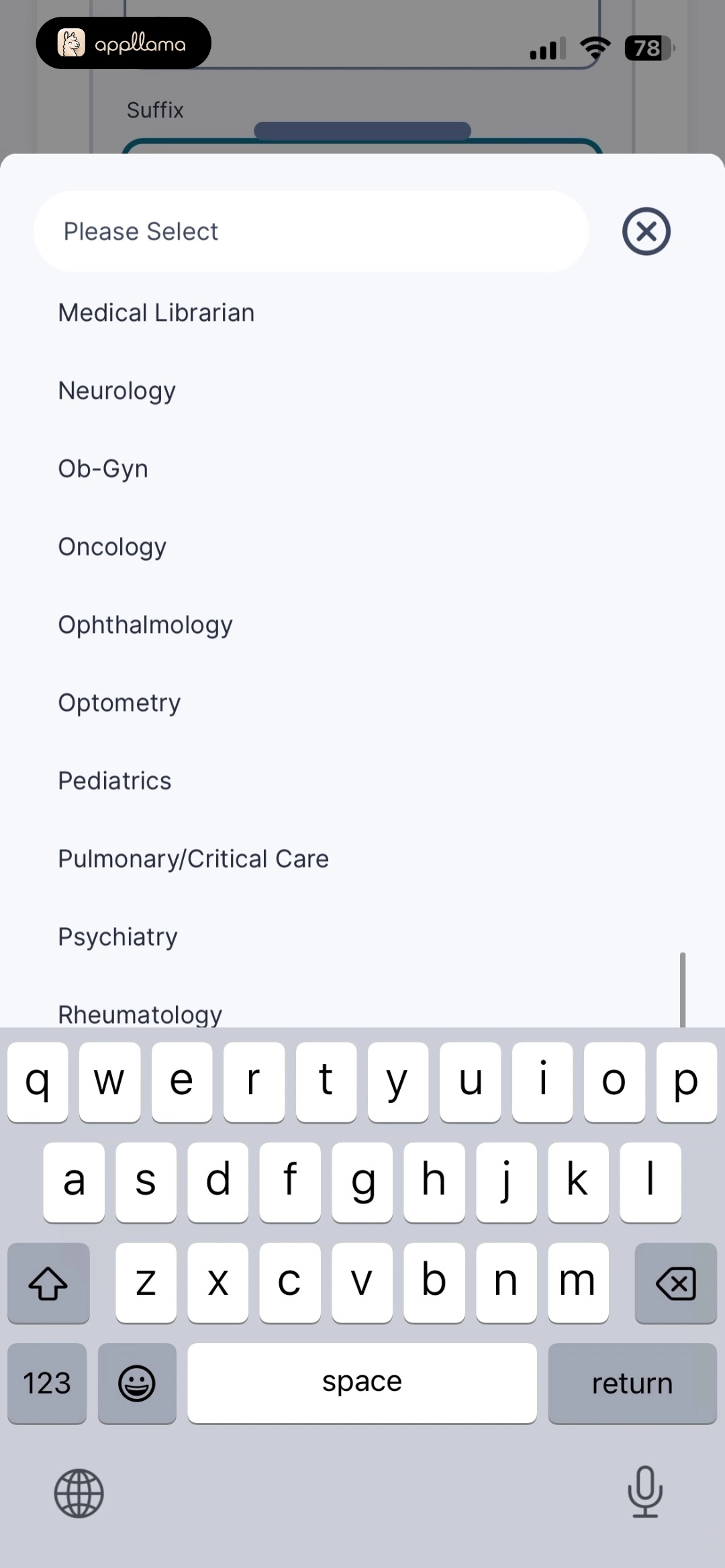 Specialty Picker Scrolled