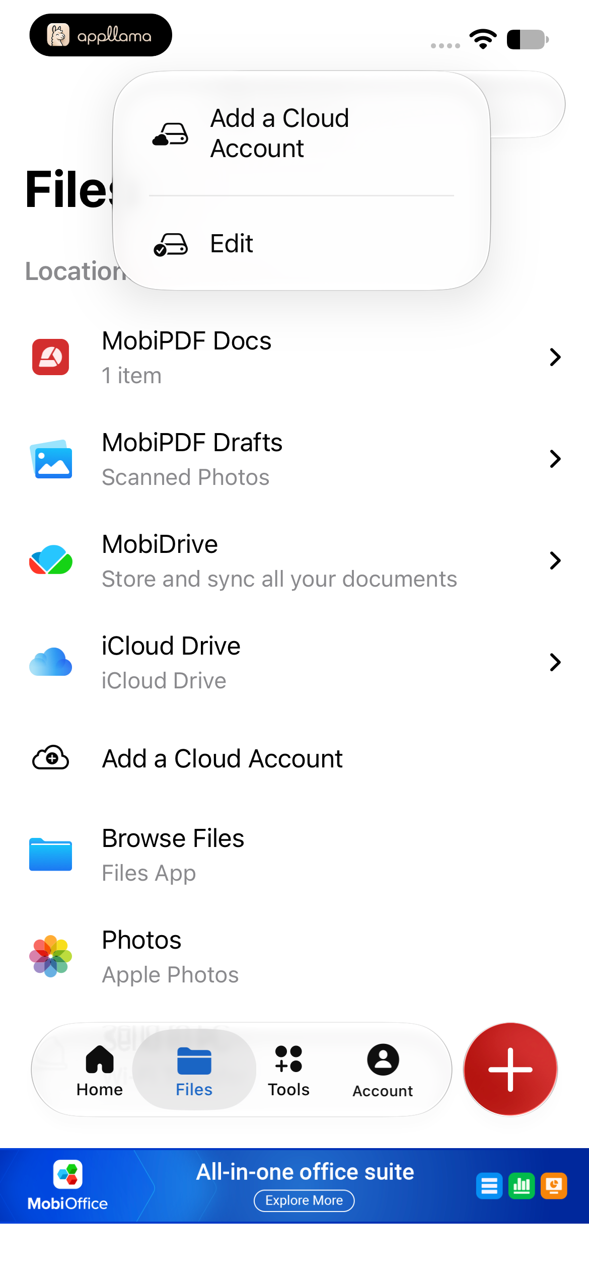 Files Overflow Menu