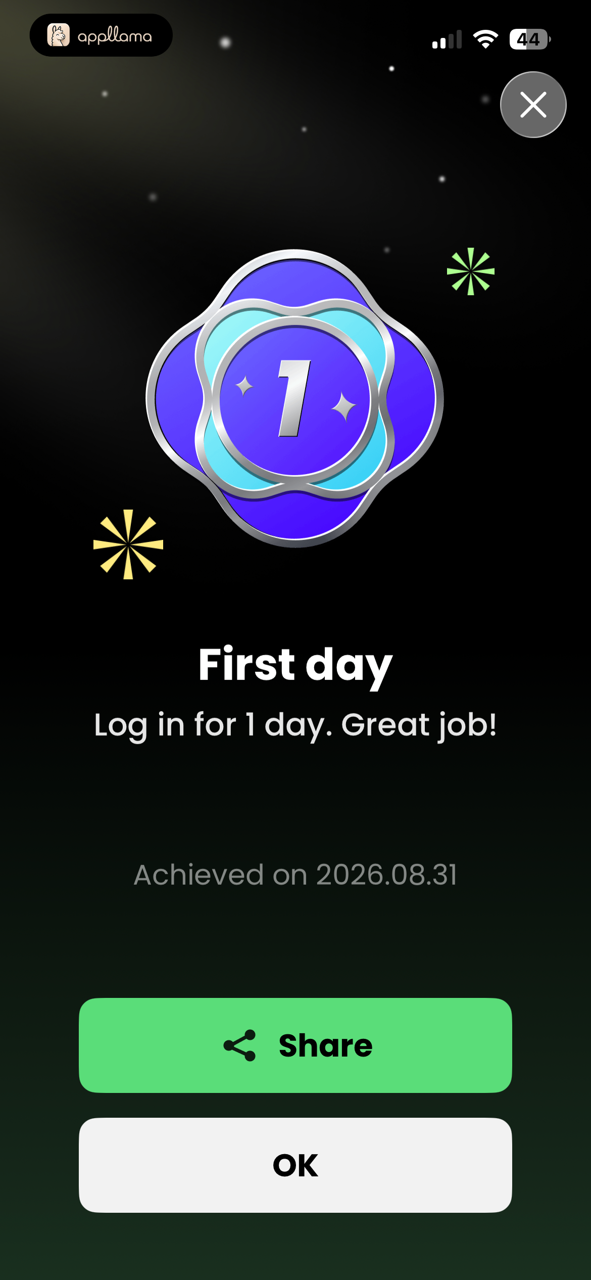 First Day Achievement
