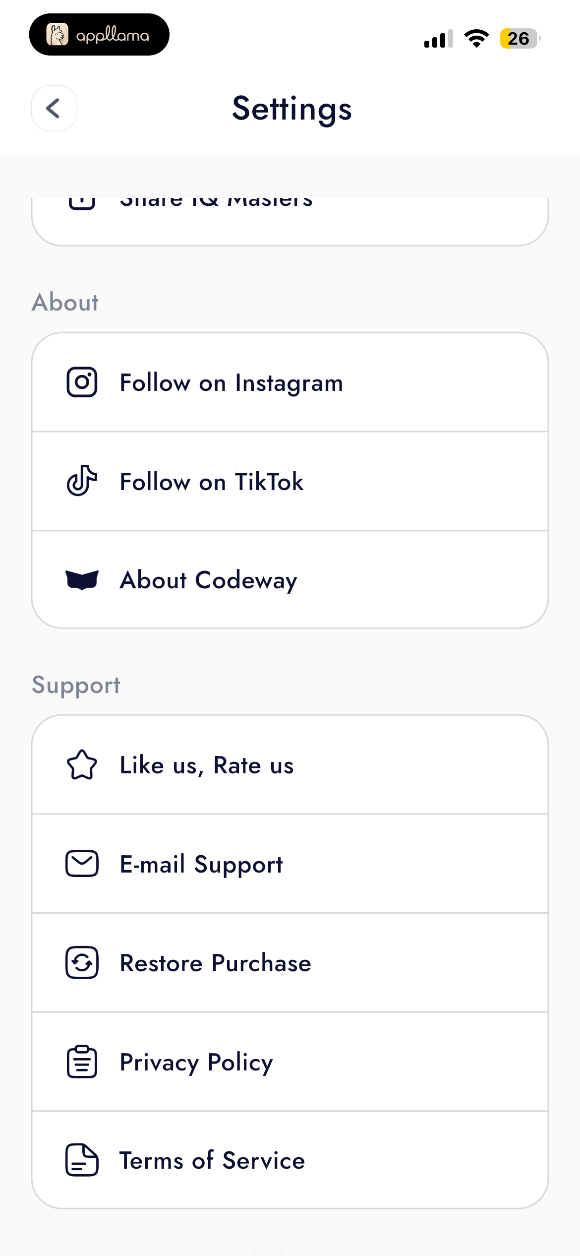 Settings Support