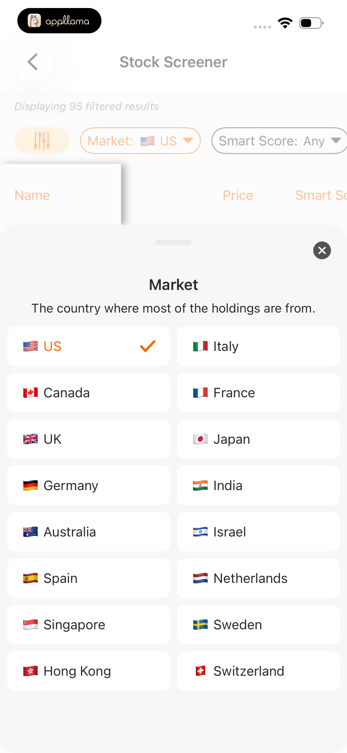Market Filter