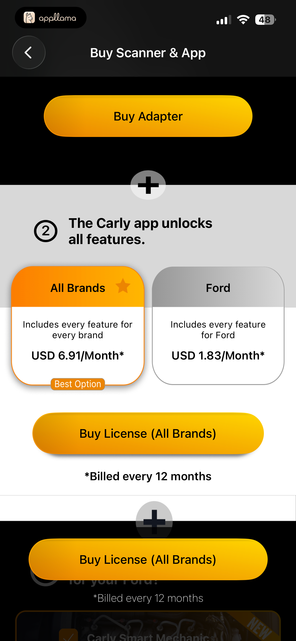 License Plan Selection