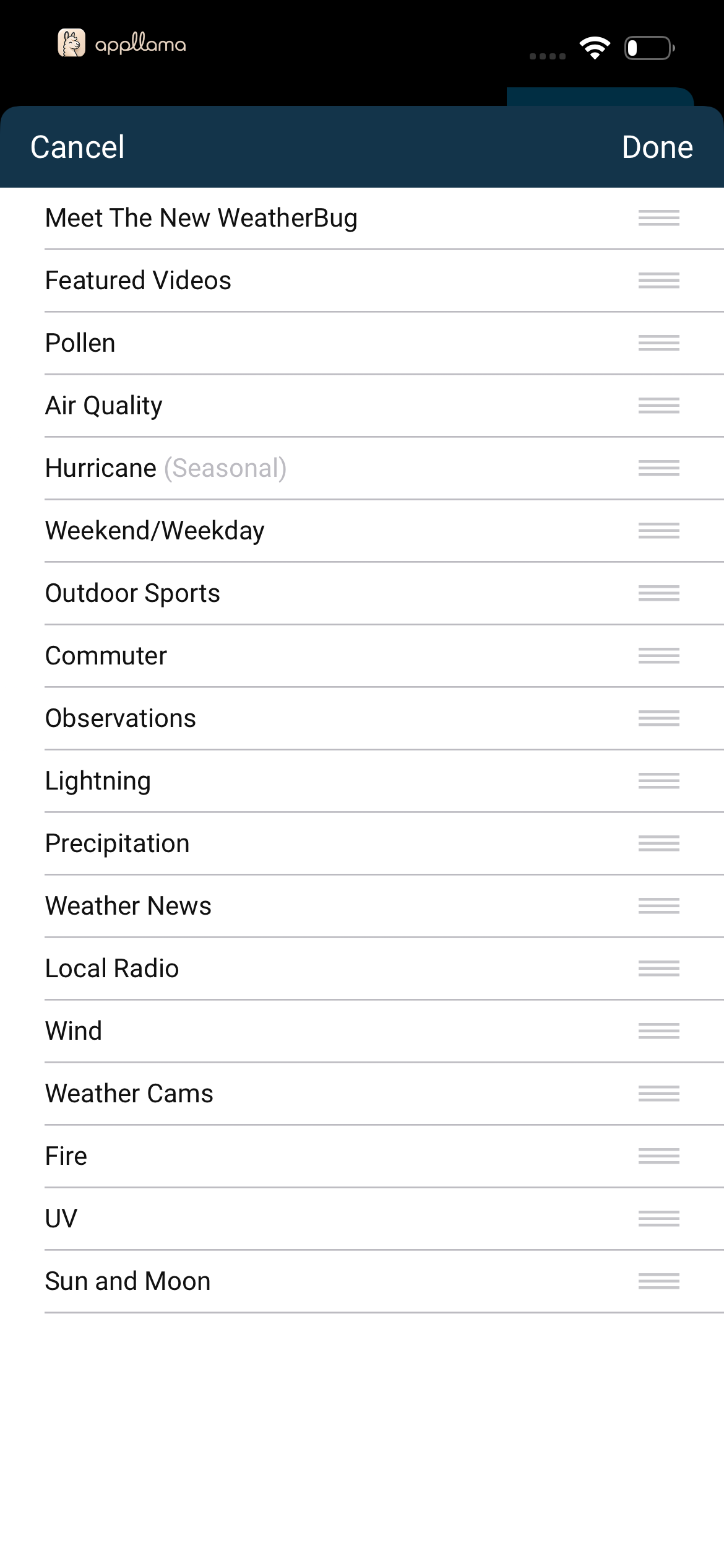 Card Order Settings
